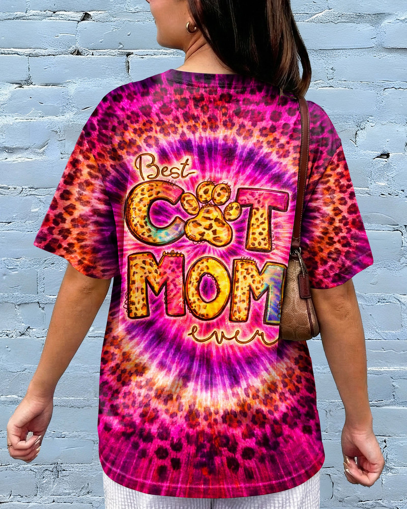 BEST CAT  MOM EVER LEOPARD SWIRL ALL OVER PRINT   - TLNT0603261