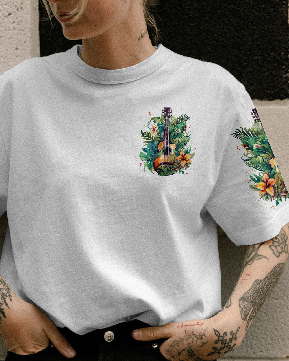 FIND ME WHERE THE MUSIC MEETS THE OCEAN GUITAR TROPICAL ALL OVER PRINT - TLNT0706231