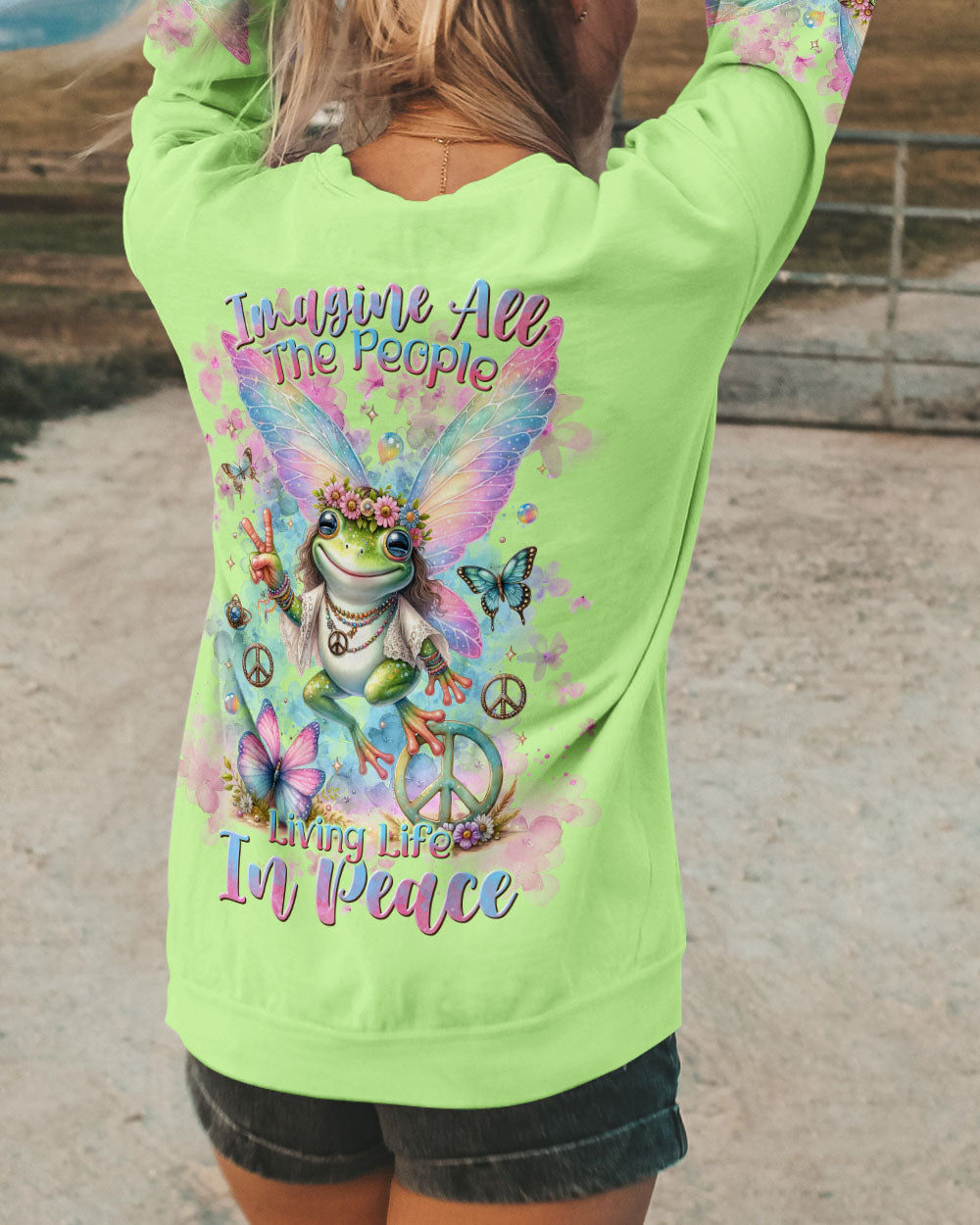 IMAGINE ALL THE PEOPLE LIVING LIFE IN PEACE FROG ALL OVER PRINT - TLNT0712233