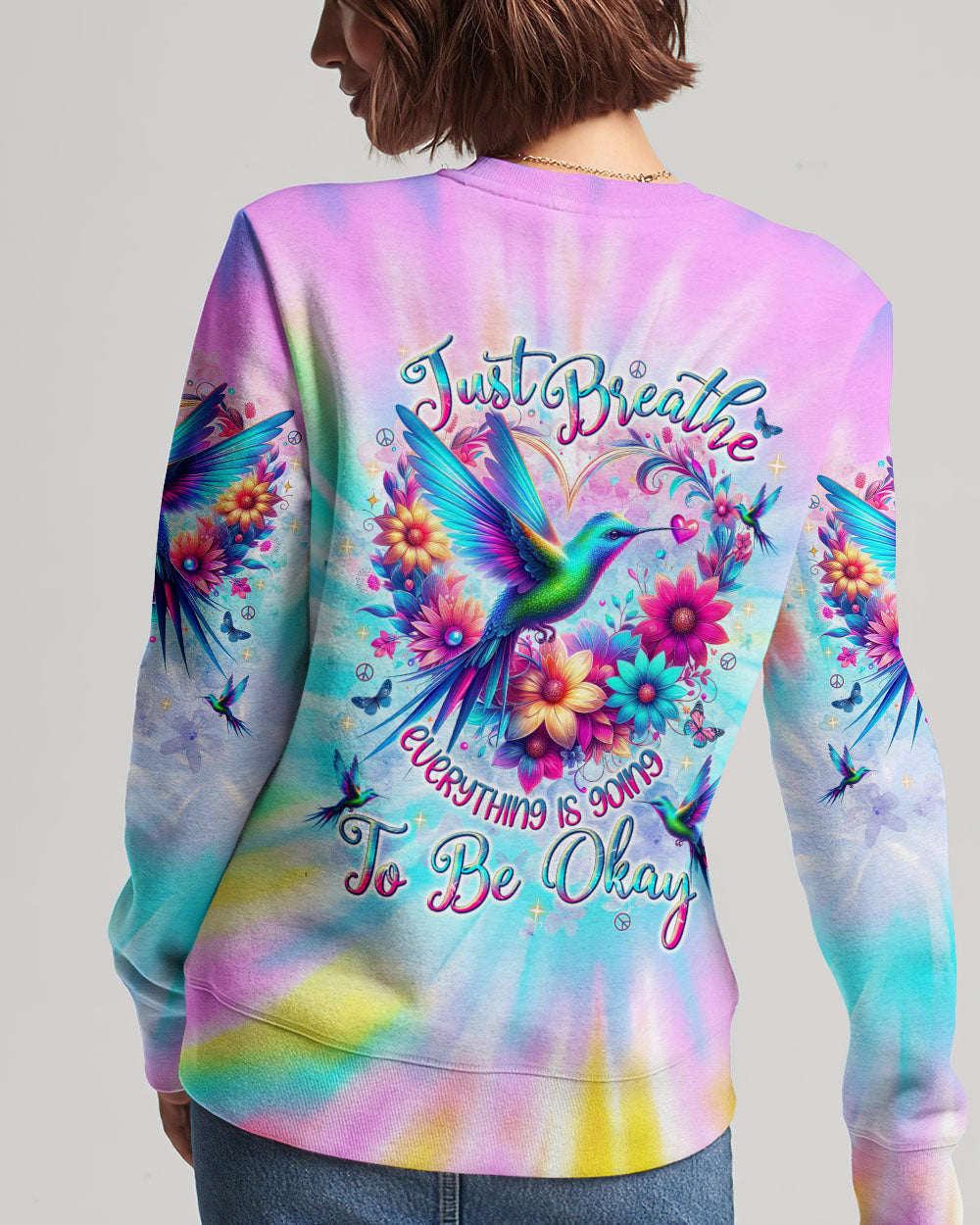 JUST BREATHE HUMMINGBIRD ALL OVER PRINT - TLNT0805241