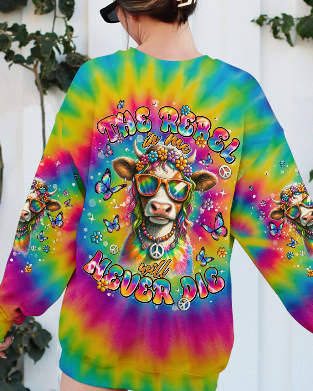 THE REBEL IN ME WILL NEVER DIE COW TIE DYE ALL OVER PRINT - TLNT1107252