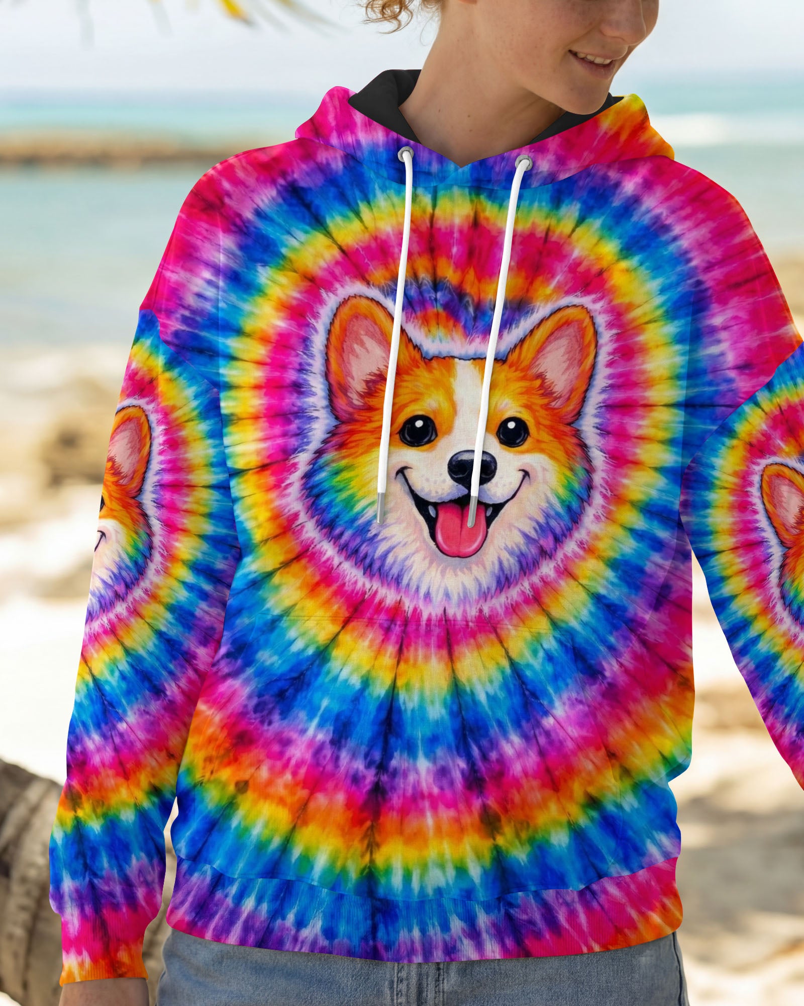 CUTE CORGI COLORFUL SWIRL ALL OVER PRINT   - TLNT1201262