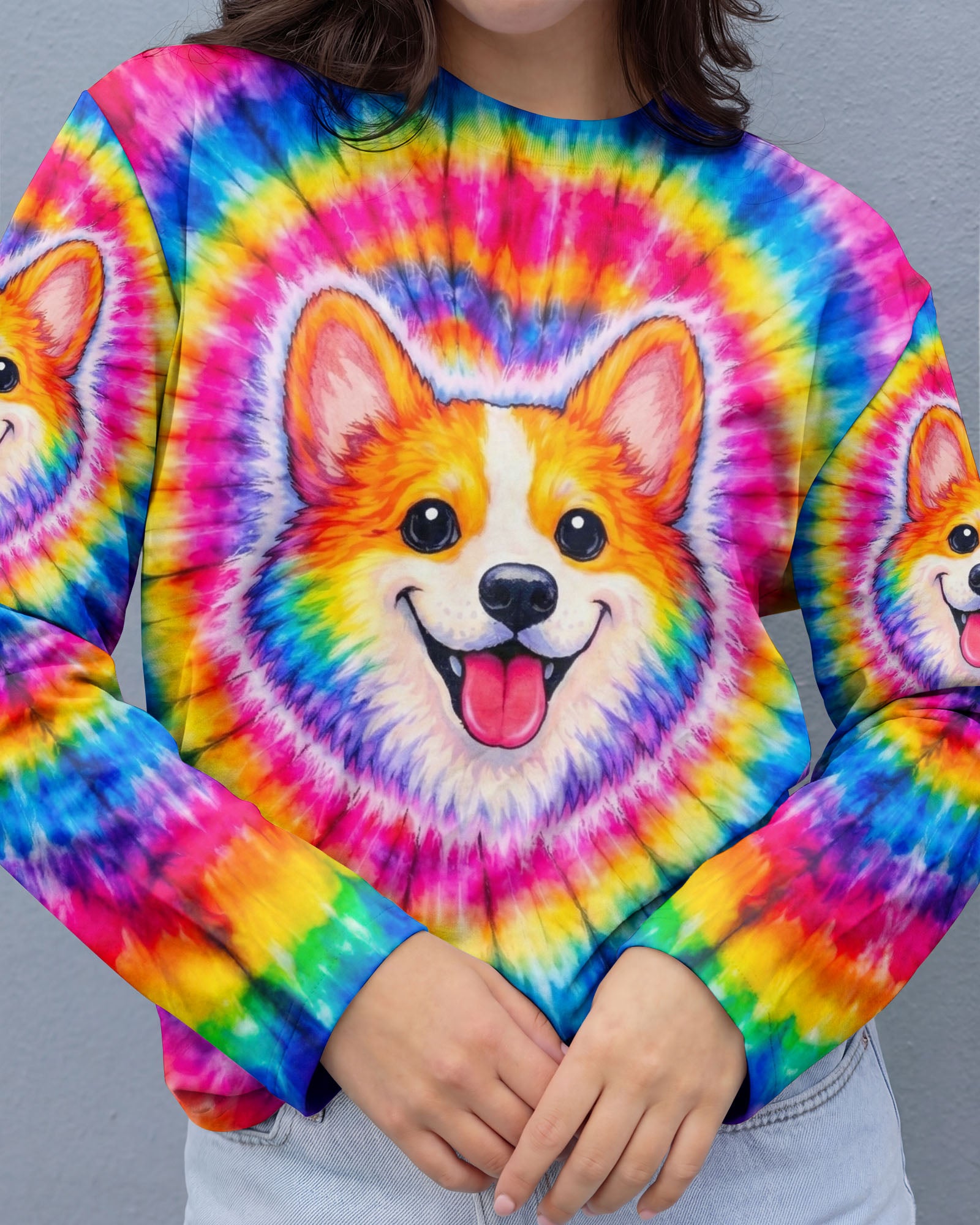CUTE CORGI COLORFUL SWIRL ALL OVER PRINT   - TLNT1201262