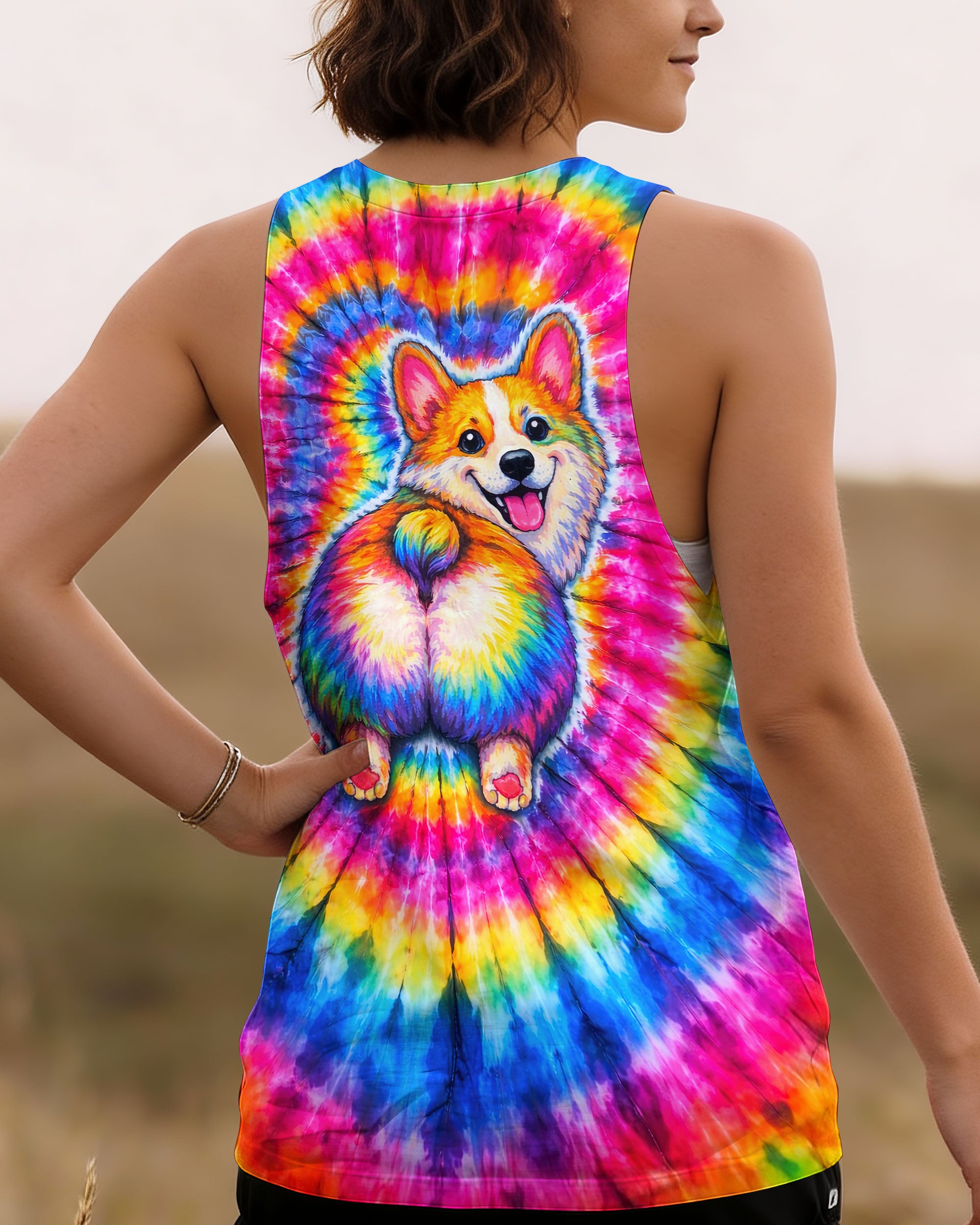 CUTE CORGI COLORFUL SWIRL ALL OVER PRINT   - TLNT1201262