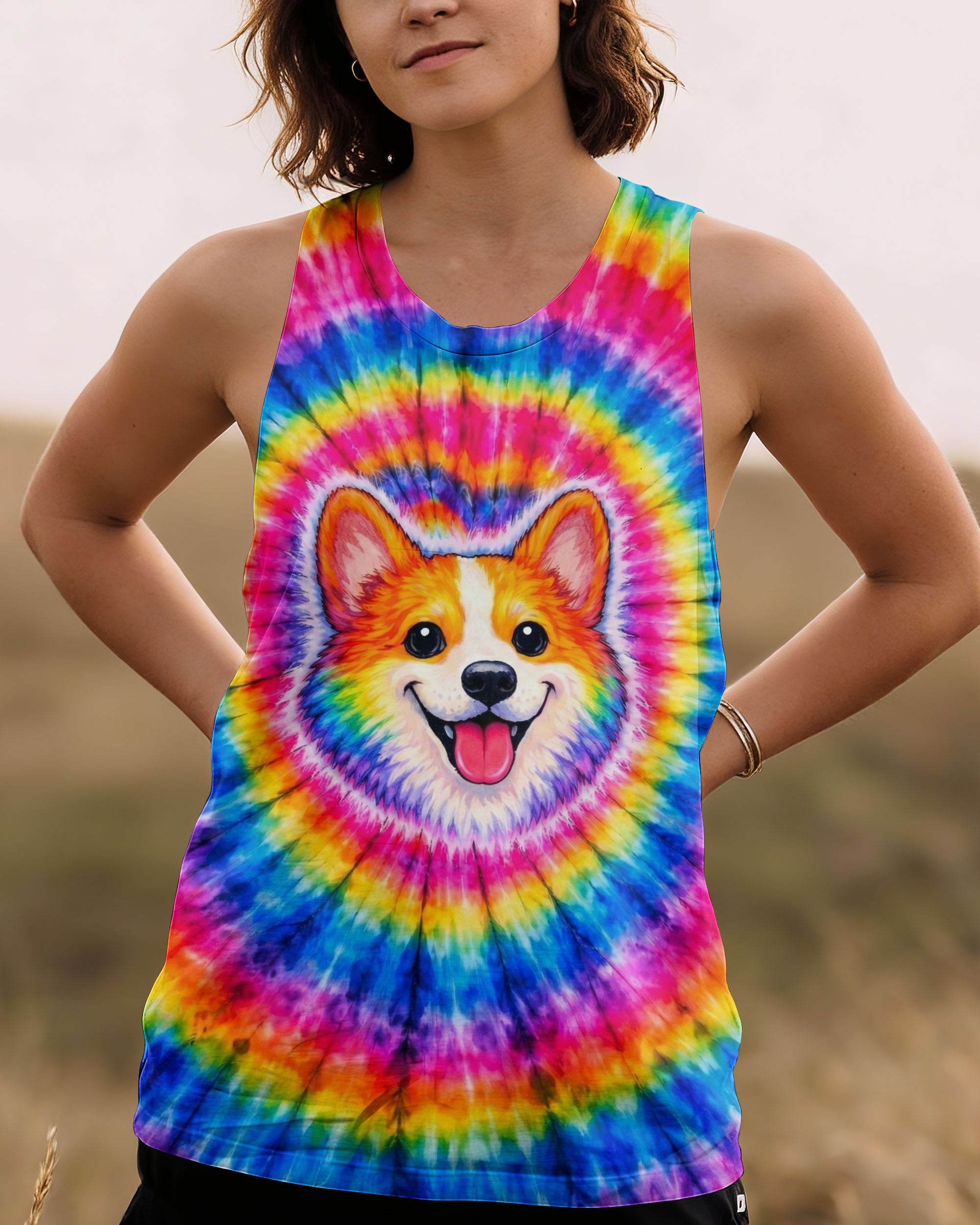 CUTE CORGI COLORFUL SWIRL ALL OVER PRINT   - TLNT1201262