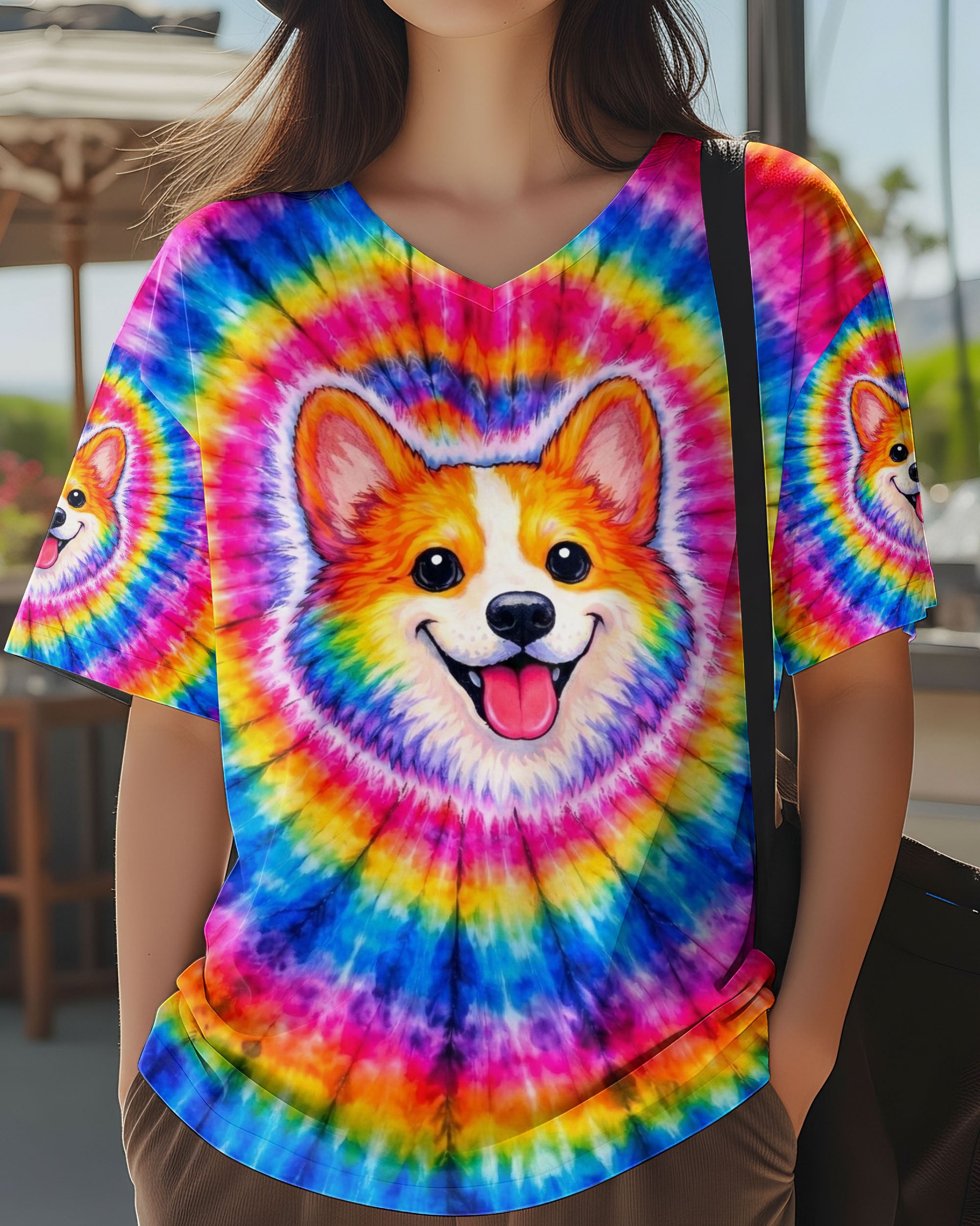CUTE CORGI COLORFUL SWIRL ALL OVER PRINT   - TLNT1201262