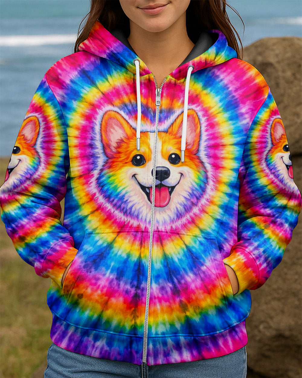 CUTE CORGI COLORFUL SWIRL ALL OVER PRINT   - TLNT1201262