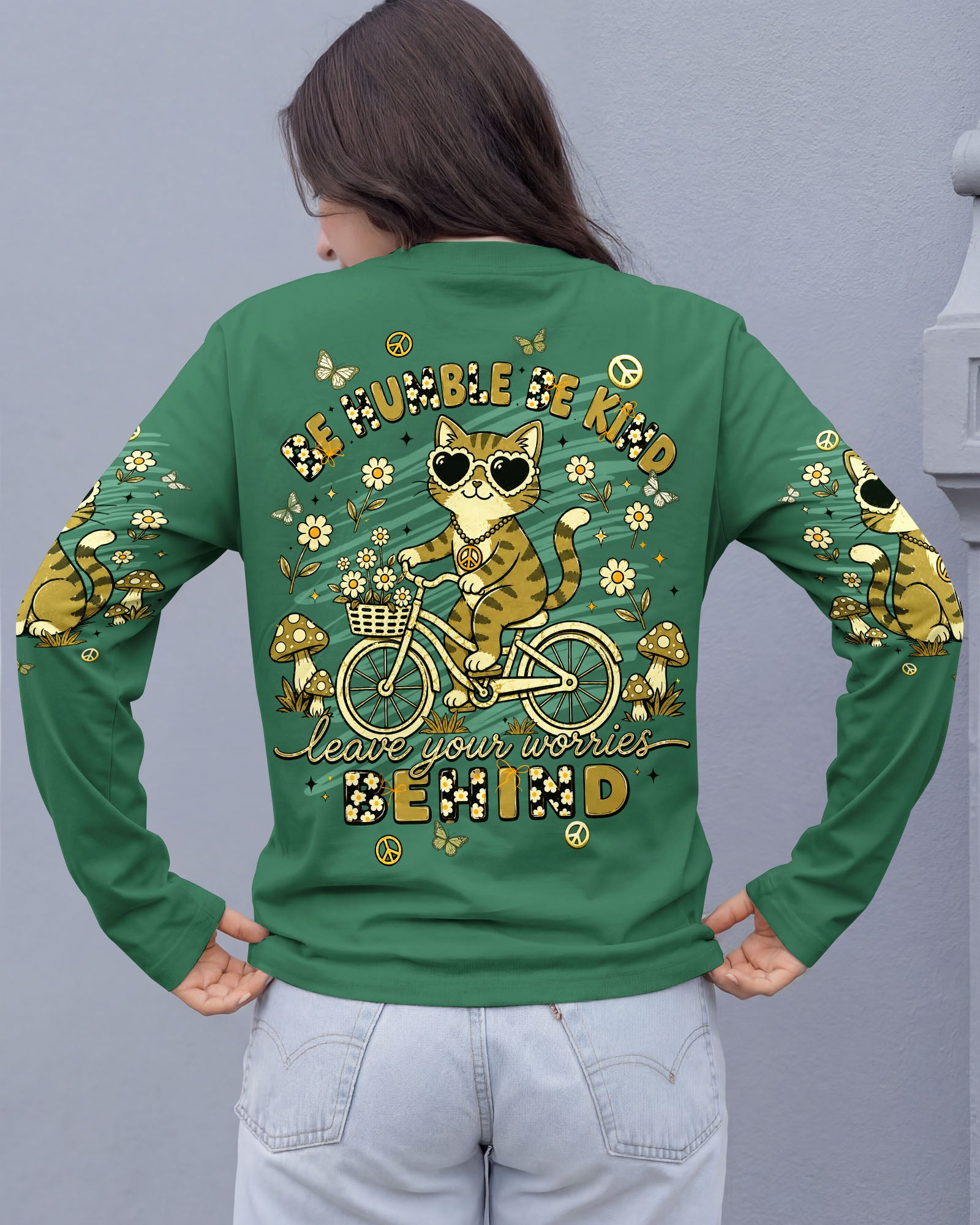 BE HUMBLE BE KIND CAT ALL OVER PRINT - TLNT1407261
