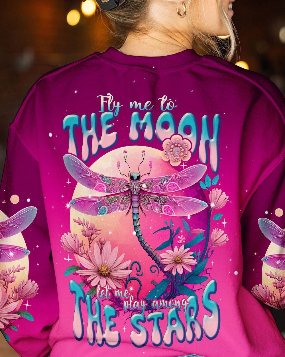 FLY ME TO THE MOON DRAGONFLY PINK ALL OVER PRINT - TLNT1506231