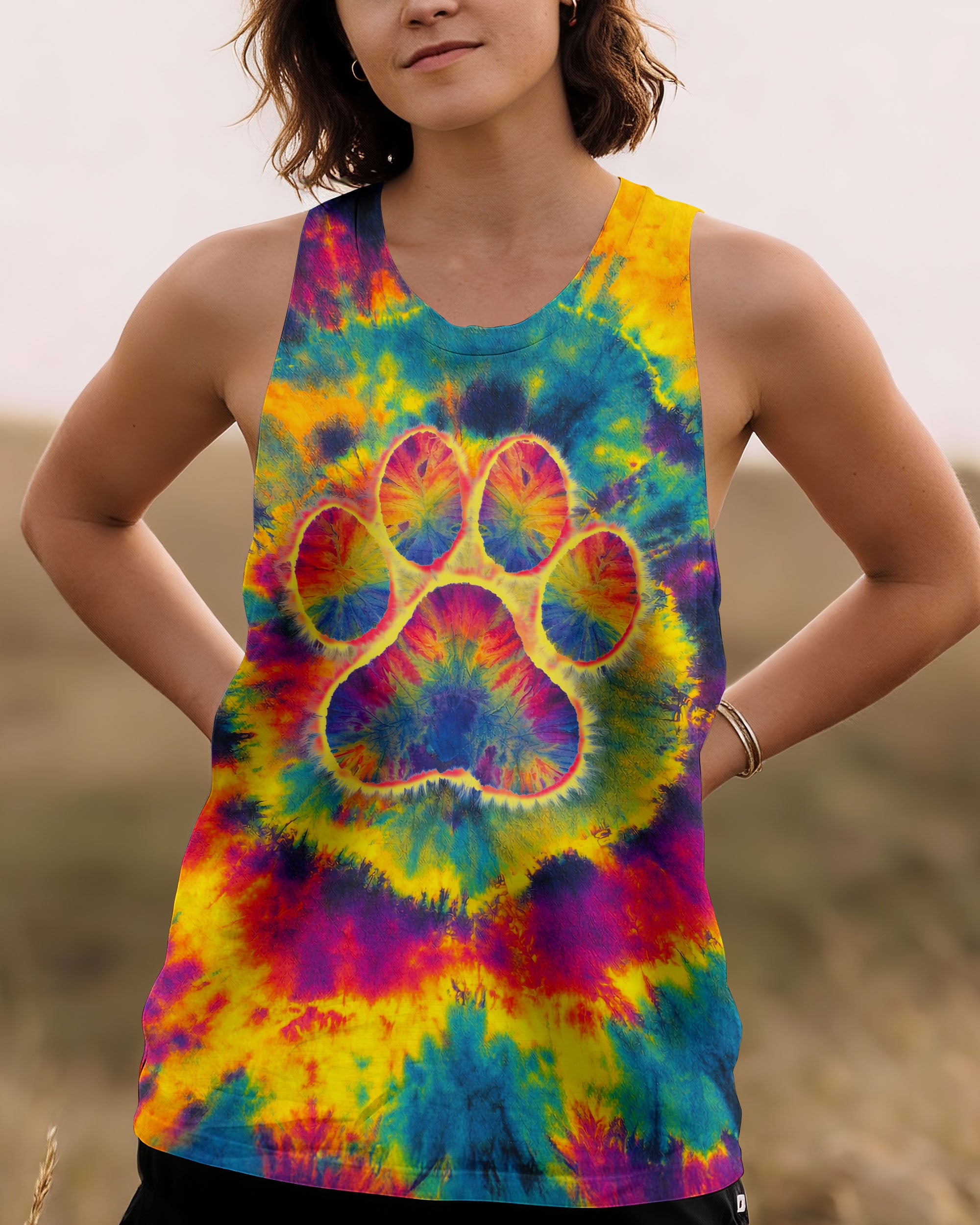 PAW PRINT COLORFUL SWIRL ALL OVER PRINT - TLNT1512251