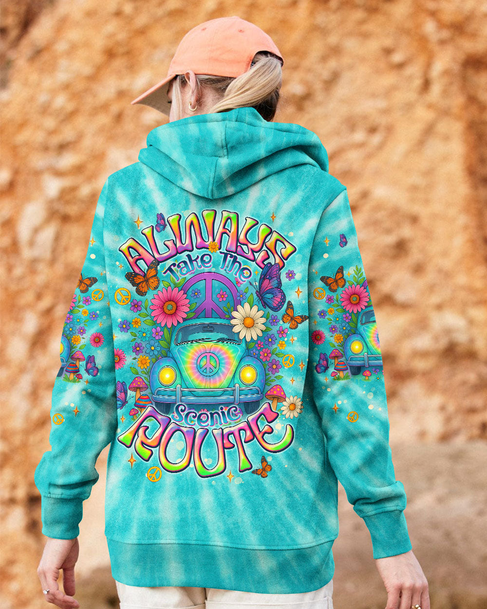 ALWAYS TAKE THE SCENIC ROUTE TIE DYE CAR ALL OVER PRINT  - TLNT1807253