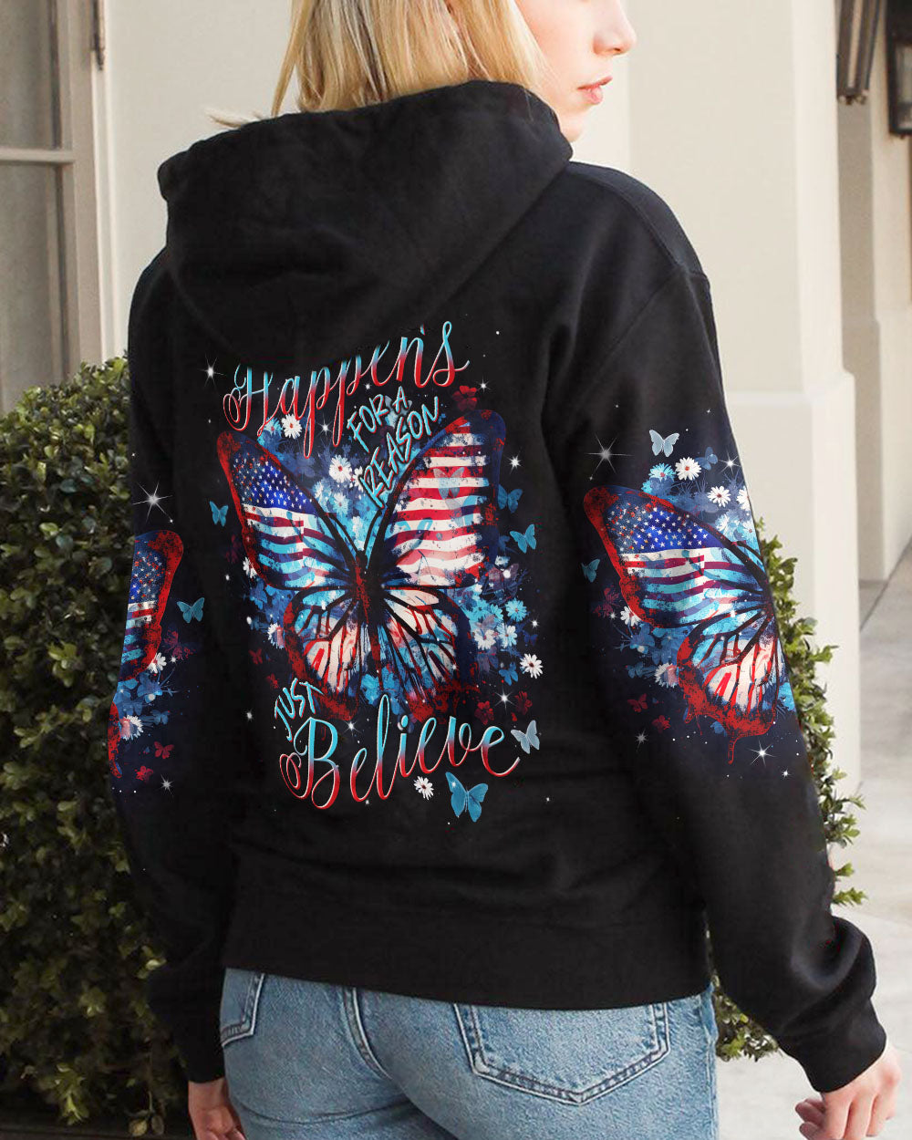 JUST BELIEVE FLAG BUTTERFLY ALL OVER PRINT - TLNT2007233