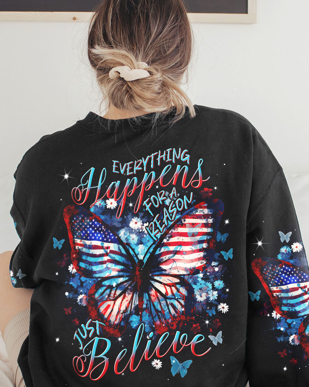 JUST BELIEVE FLAG BUTTERFLY ALL OVER PRINT - TLNT2007233