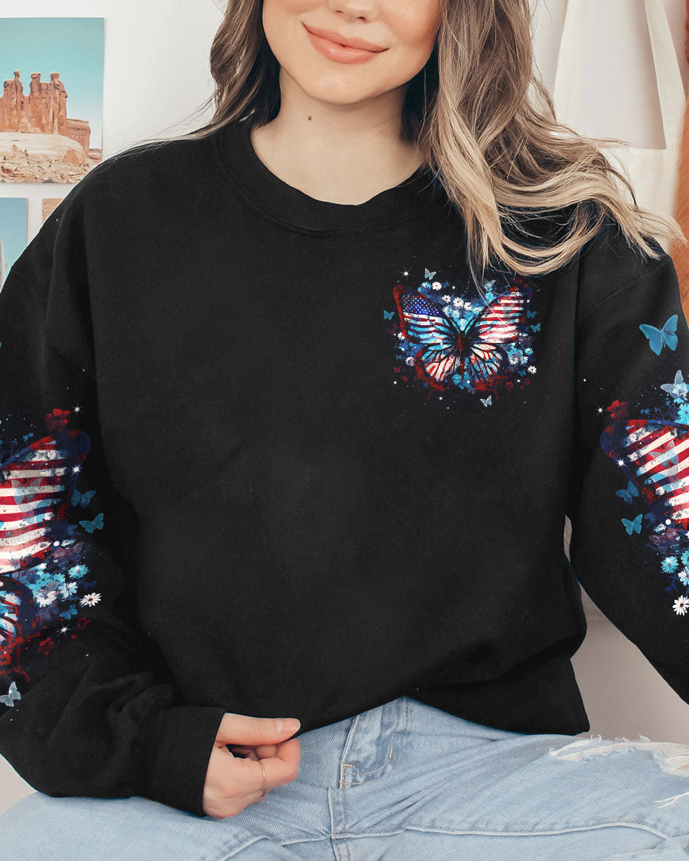 JUST BELIEVE FLAG BUTTERFLY ALL OVER PRINT - TLNT2007233