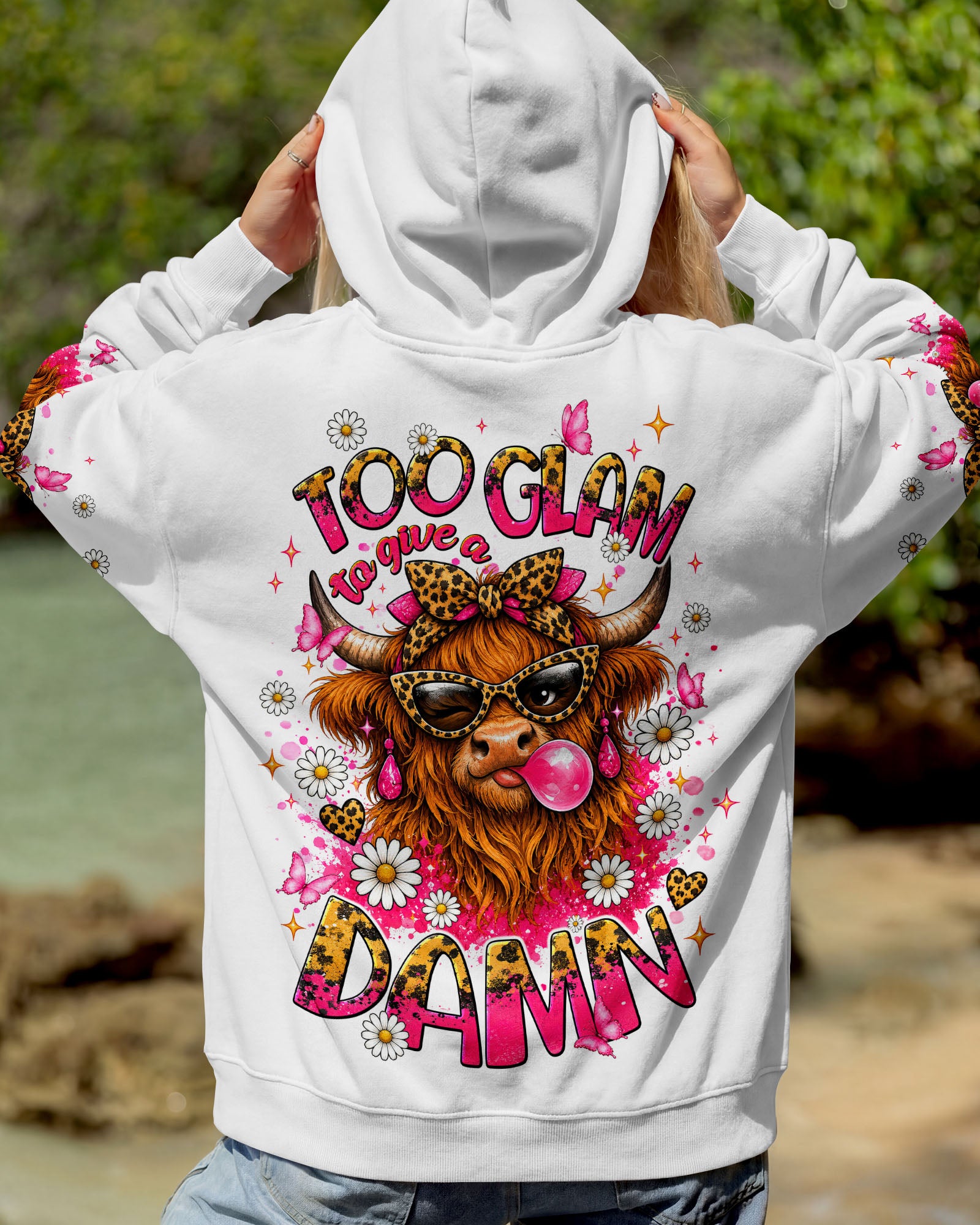 TOO GLAM TO GIVE A DAMN HIGHLAND COW ALL OVER PRINT  - TLNT2007263