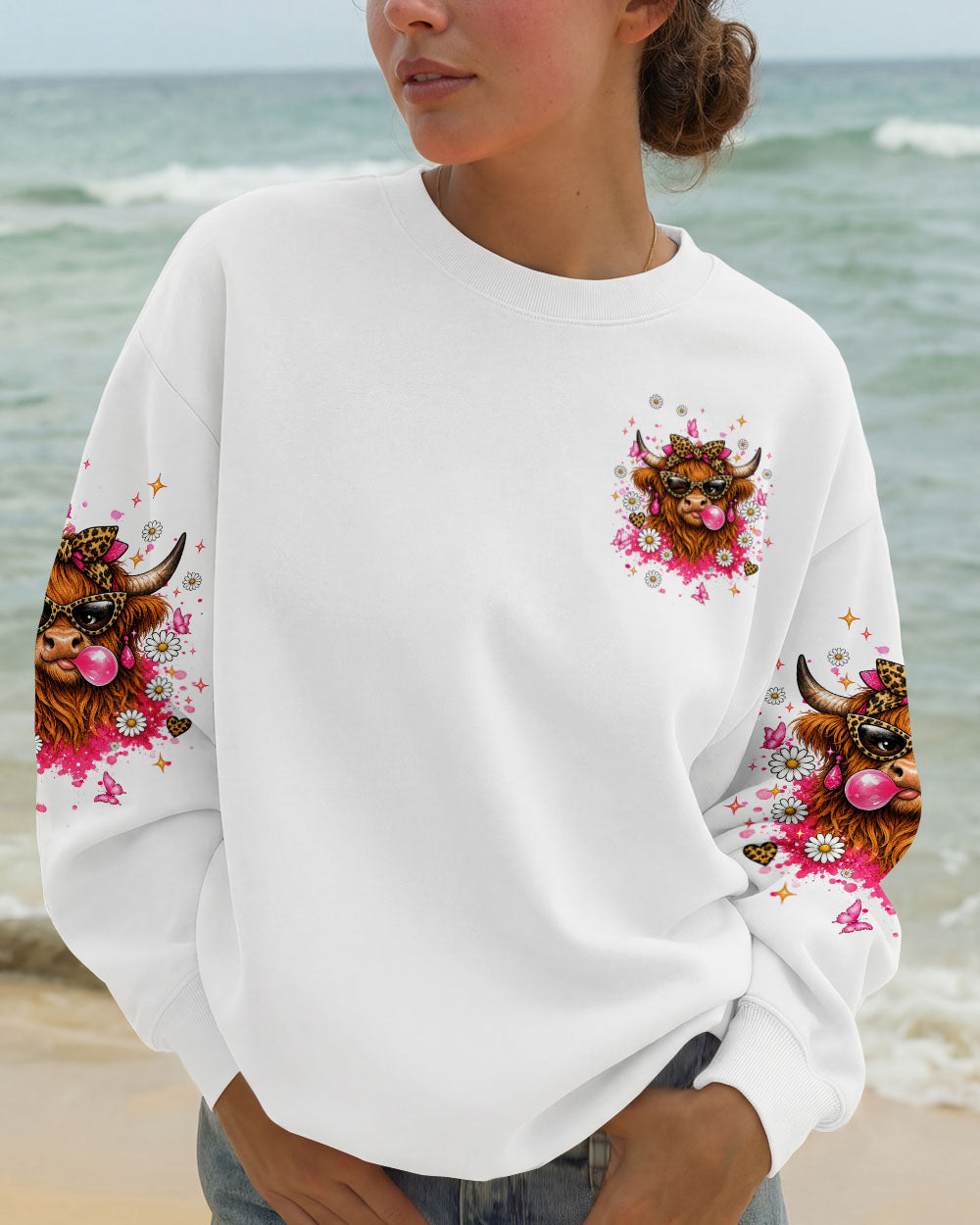 TOO GLAM TO GIVE A DAMN HIGHLAND COW ALL OVER PRINT  - TLNT2007263