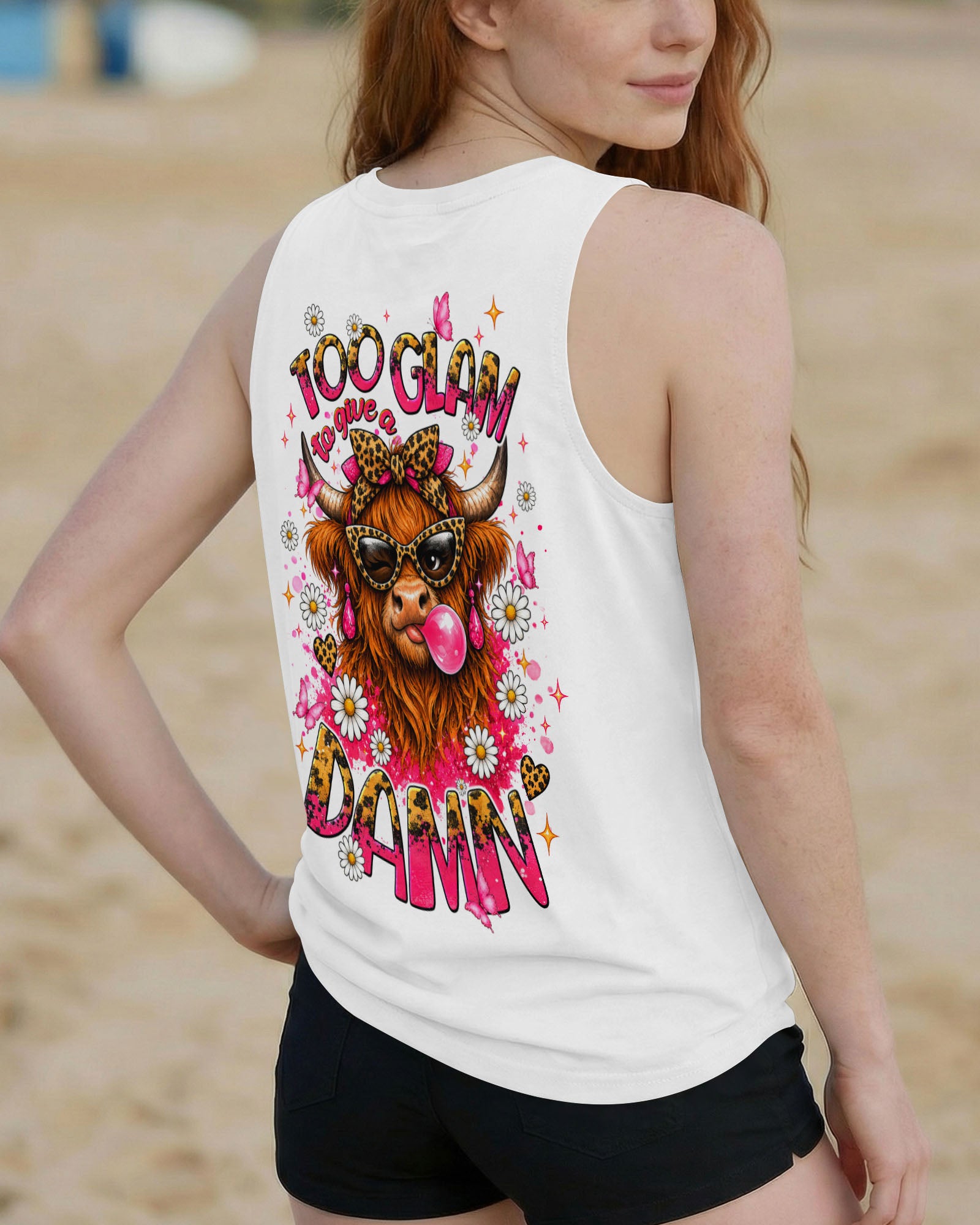 TOO GLAM TO GIVE A DAMN HIGHLAND COW ALL OVER PRINT  - TLNT2007263