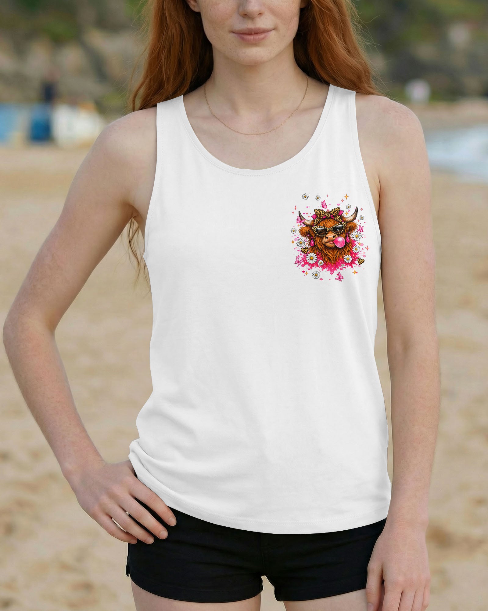 TOO GLAM TO GIVE A DAMN HIGHLAND COW ALL OVER PRINT  - TLNT2007263