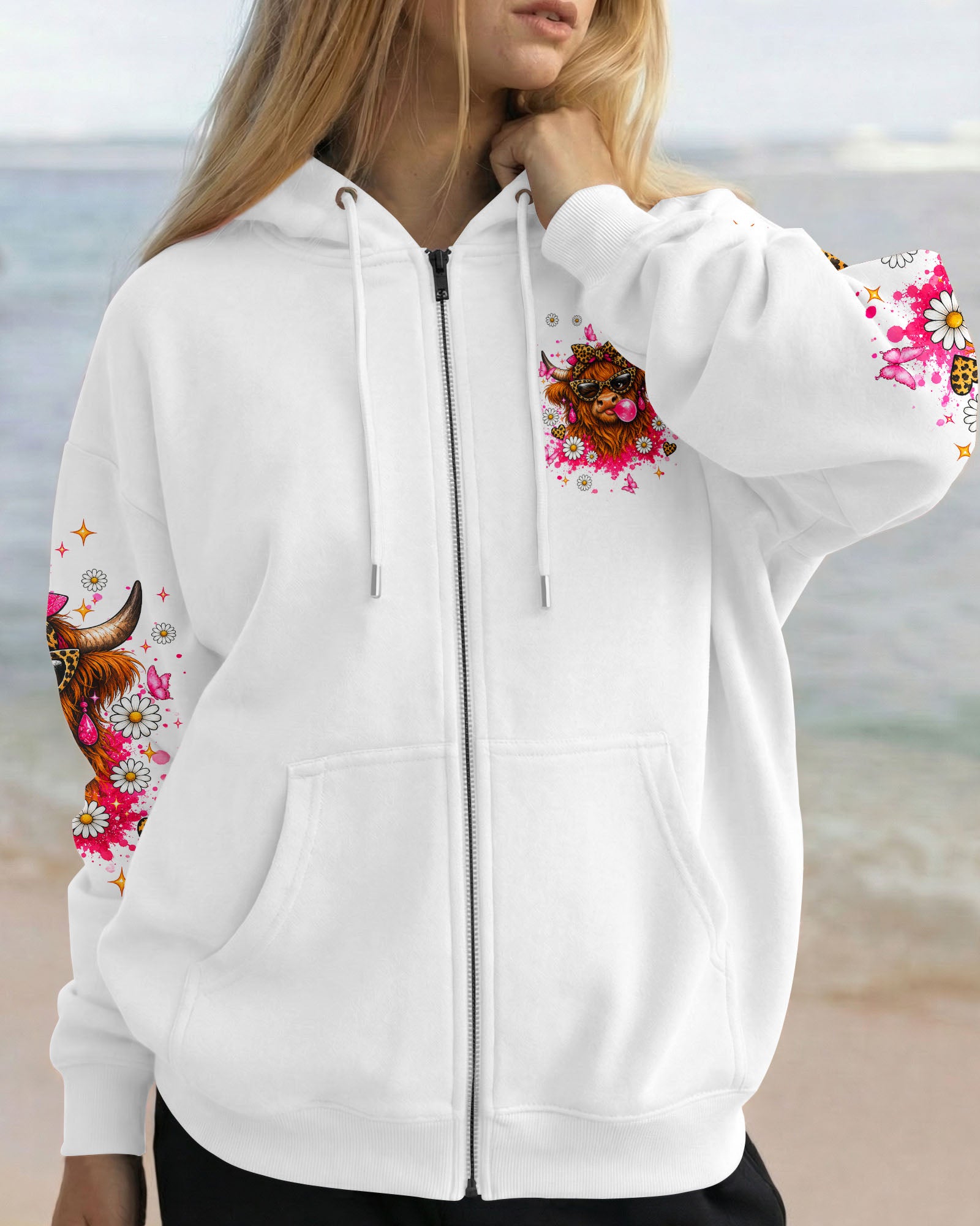 TOO GLAM TO GIVE A DAMN HIGHLAND COW ALL OVER PRINT  - TLNT2007263