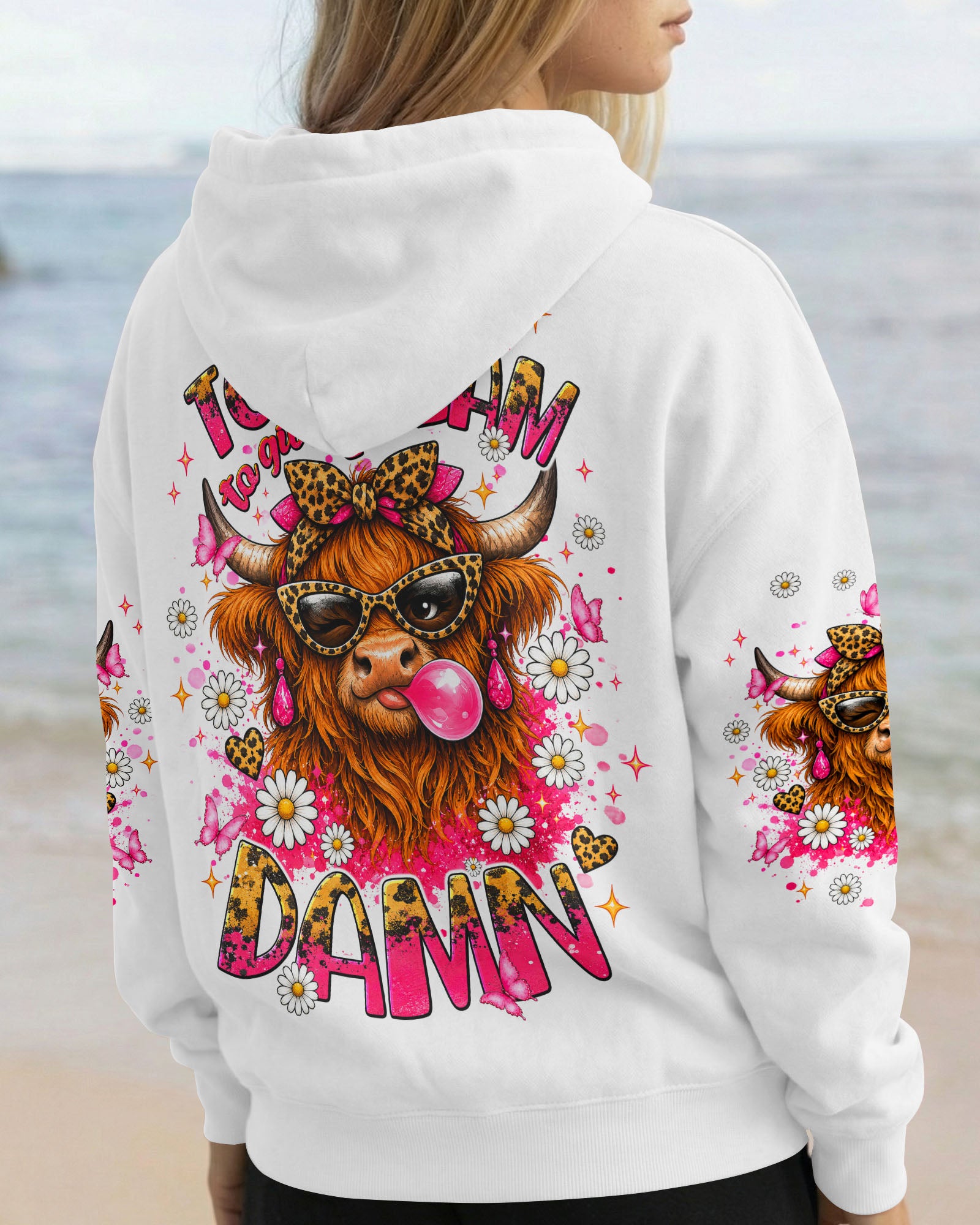 TOO GLAM TO GIVE A DAMN HIGHLAND COW ALL OVER PRINT  - TLNT2007263
