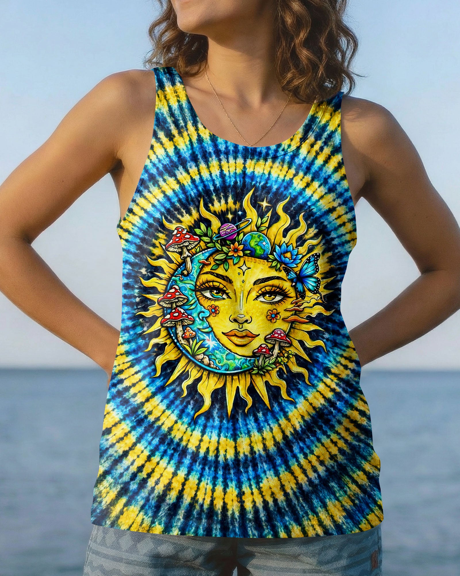 SUN AND MOON SWIRL ALL OVER PRINT  - TLNT2302262