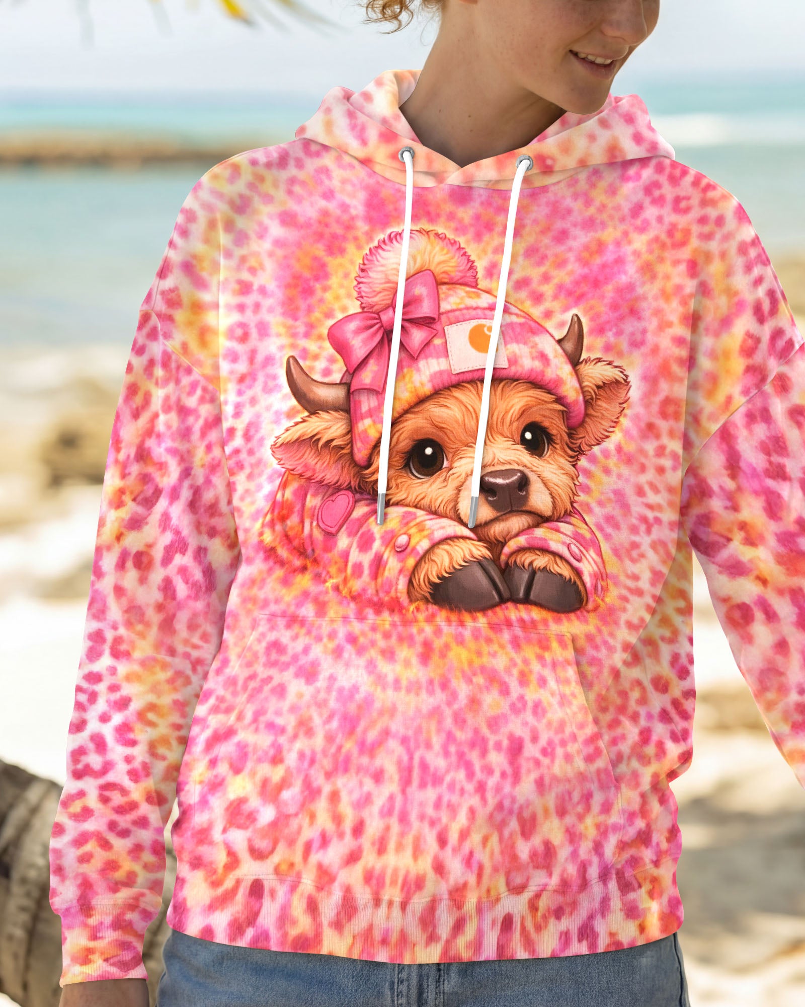 HIGHLAND COW LEOPARD PINK SWIRL  ALL OVER PRINT - TLNT2303262