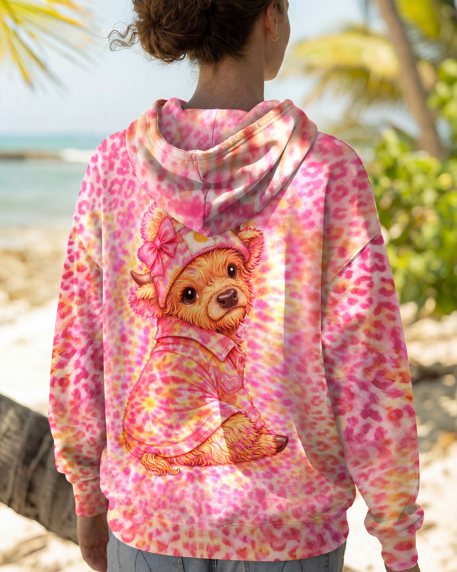 HIGHLAND COW LEOPARD PINK SWIRL  ALL OVER PRINT - TLNT2303262