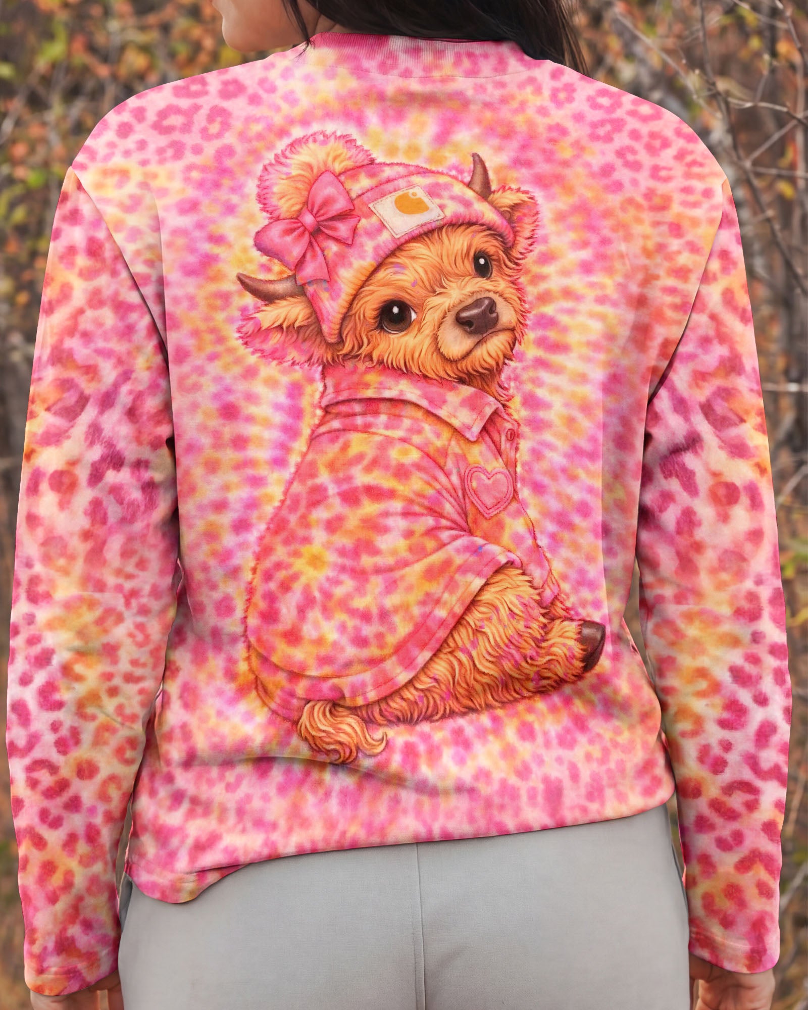 HIGHLAND COW LEOPARD PINK SWIRL  ALL OVER PRINT - TLNT2303262