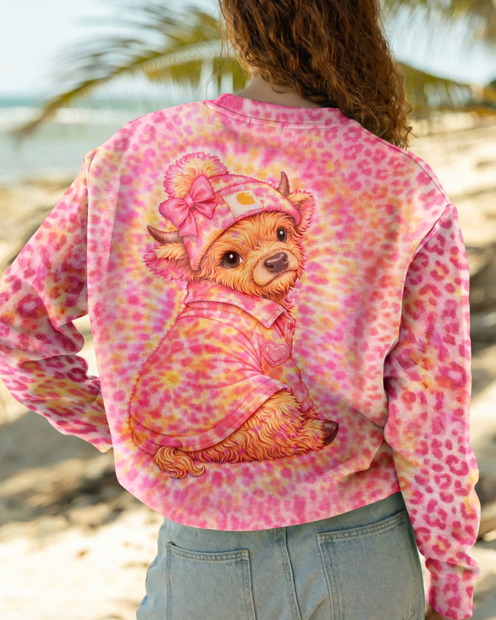 HIGHLAND COW LEOPARD PINK SWIRL  ALL OVER PRINT - TLNT2303262
