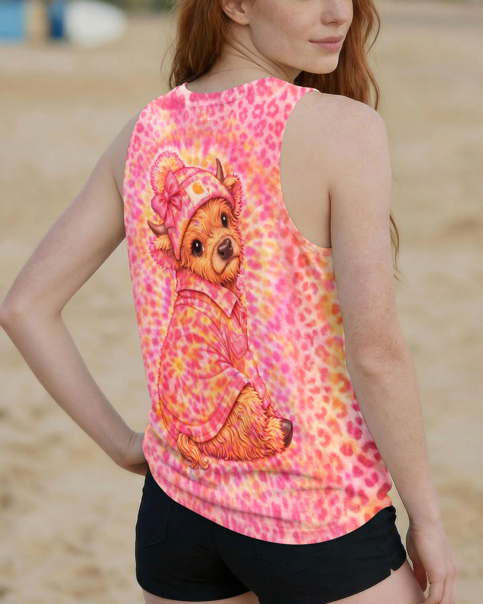 HIGHLAND COW LEOPARD PINK SWIRL  ALL OVER PRINT - TLNT2303262