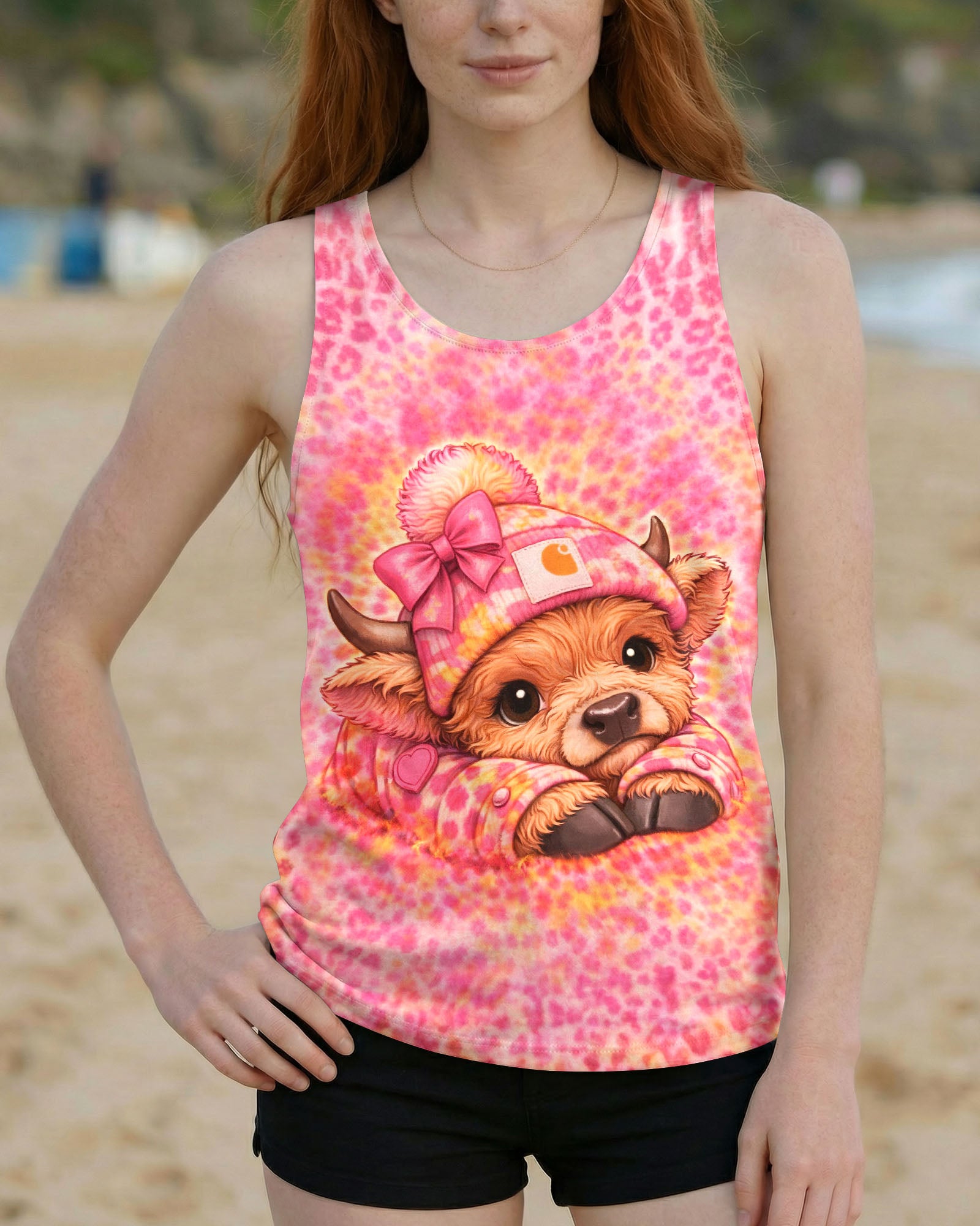 HIGHLAND COW LEOPARD PINK SWIRL  ALL OVER PRINT - TLNT2303262