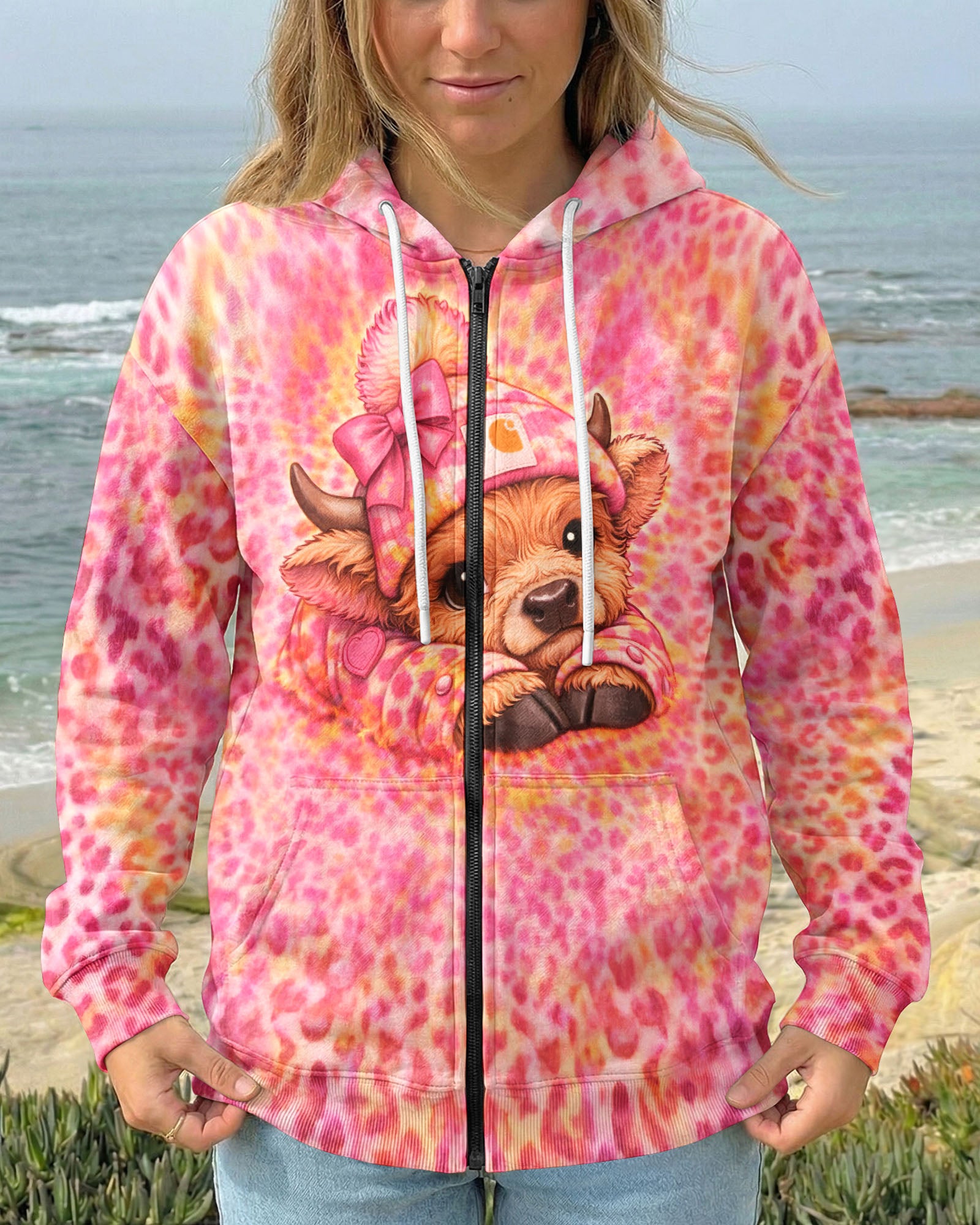HIGHLAND COW LEOPARD PINK SWIRL  ALL OVER PRINT - TLNT2303262