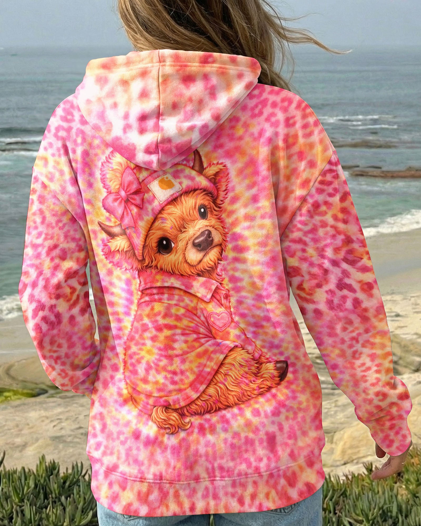 HIGHLAND COW LEOPARD PINK SWIRL  ALL OVER PRINT - TLNT2303262