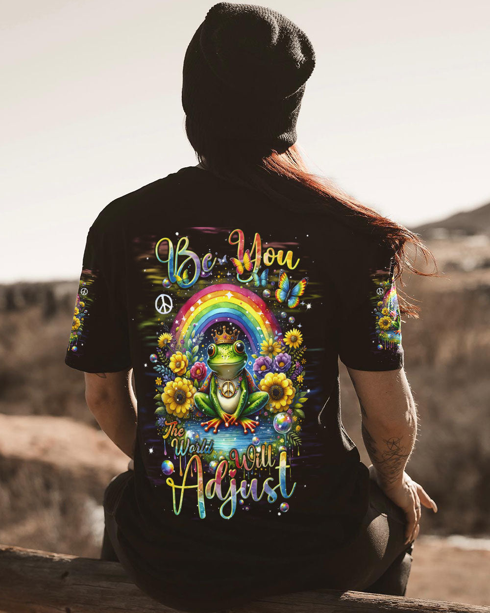 BE YOU THE WORLD WILL ADJUST FROG RAINBOW ALL OVER PRINT - TLNT2311234
