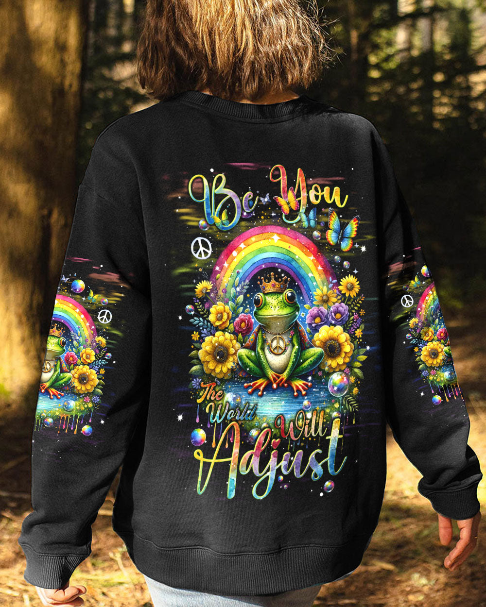 BE YOU THE WORLD WILL ADJUST FROG RAINBOW ALL OVER PRINT - TLNT2311234
