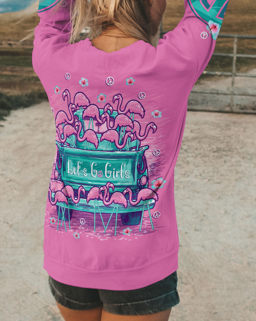 LET'S GO GIRLS FLAMINGO ALL OVER PRINT - TLNT2606231