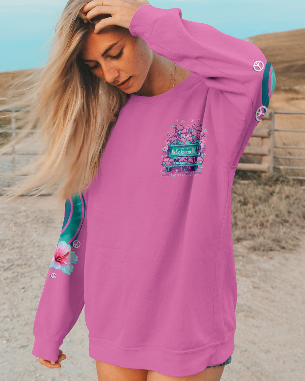 LET'S GO GIRLS FLAMINGO ALL OVER PRINT - TLNT2606231