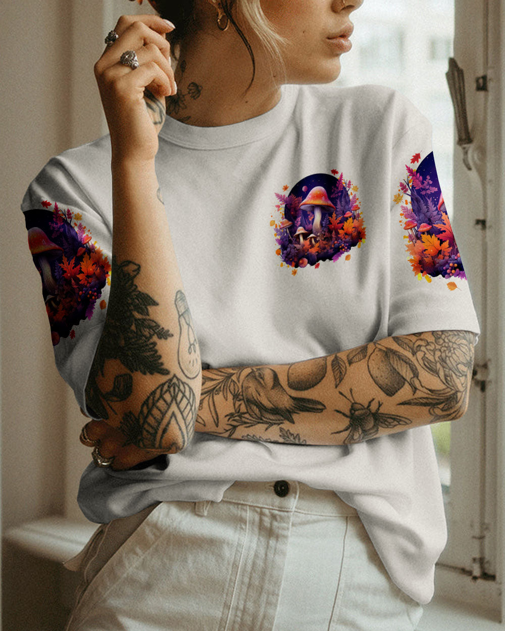 EAT MUSHROOMS SEE THE UNIVERSE AUTUMN ALL OVER PRINT - TLNT2607231