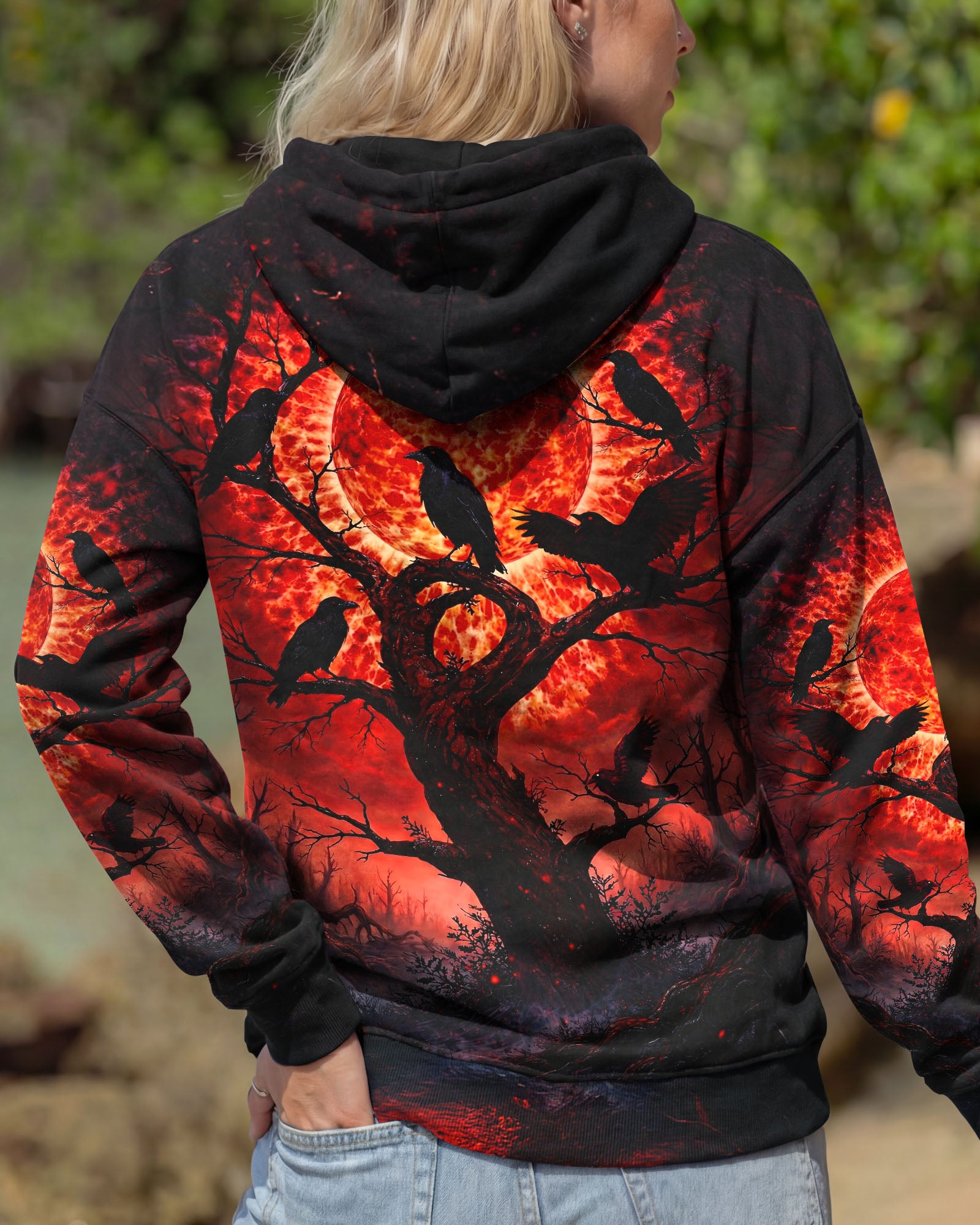 RAVEN UNDER BLOOD  MOON RED & ORANGE SWIRL ALL OVER PRINT  - TLNT2701262