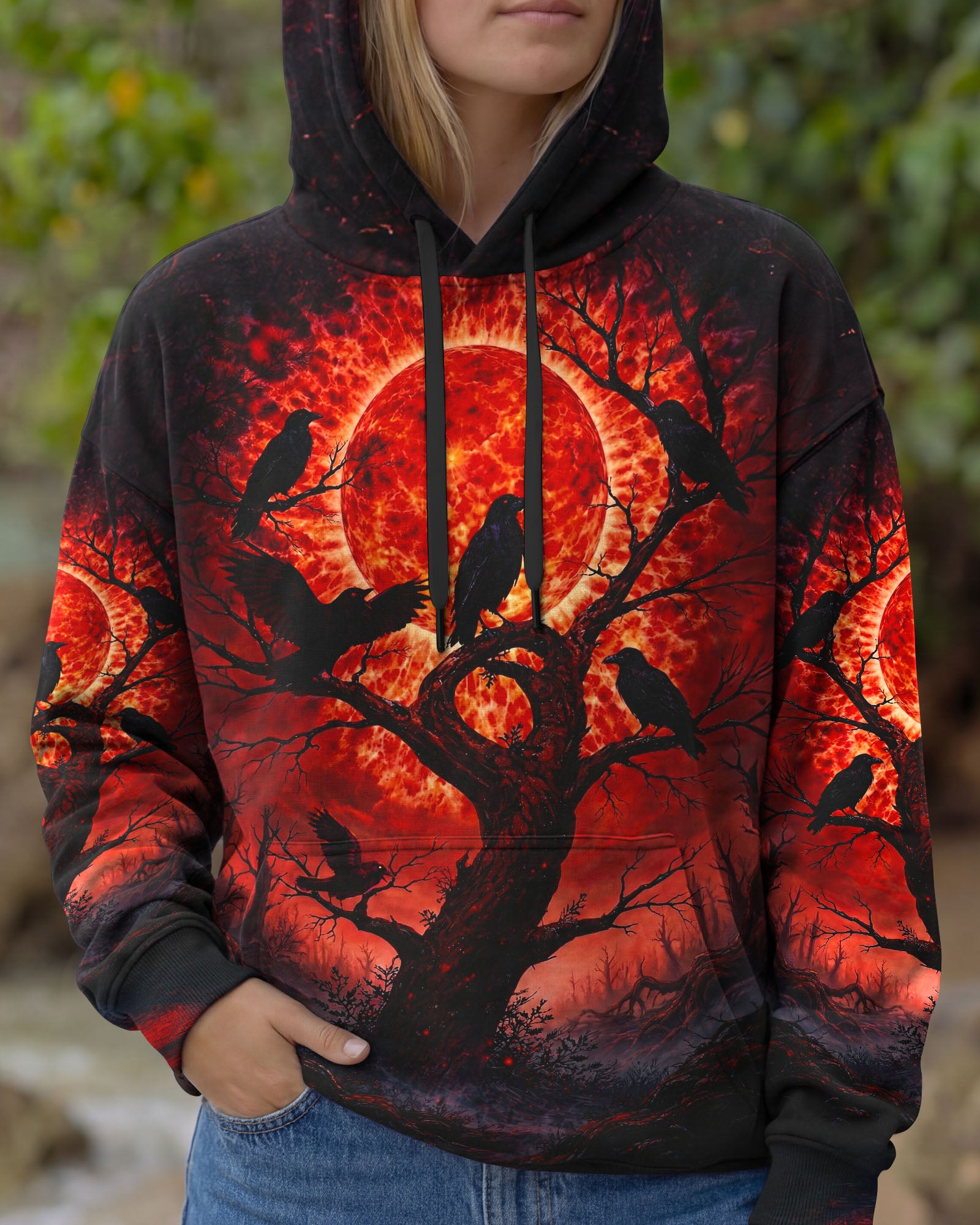 RAVEN UNDER BLOOD  MOON RED & ORANGE SWIRL ALL OVER PRINT  - TLNT2701262