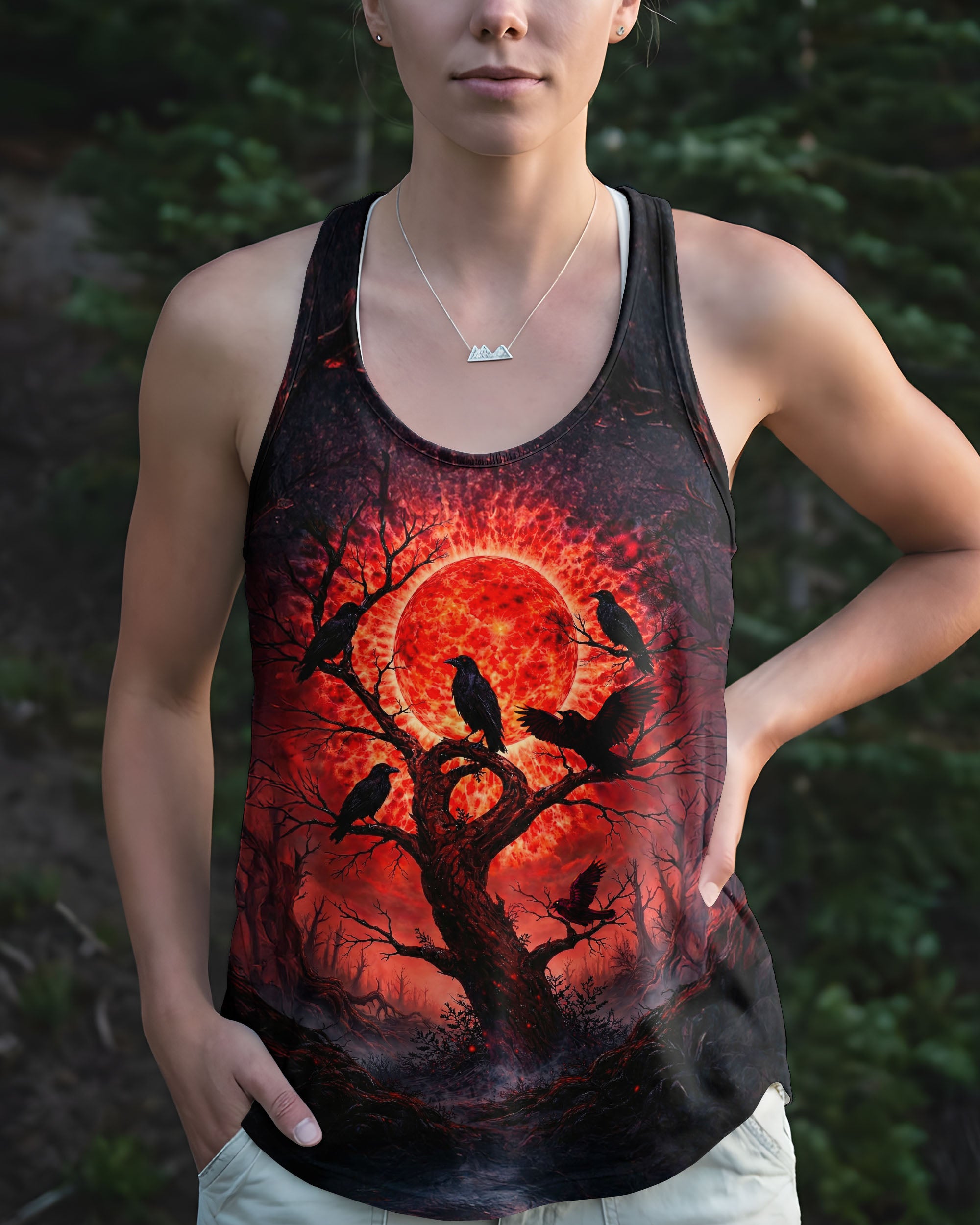 RAVEN UNDER BLOOD  MOON RED & ORANGE SWIRL ALL OVER PRINT  - TLNT2701262