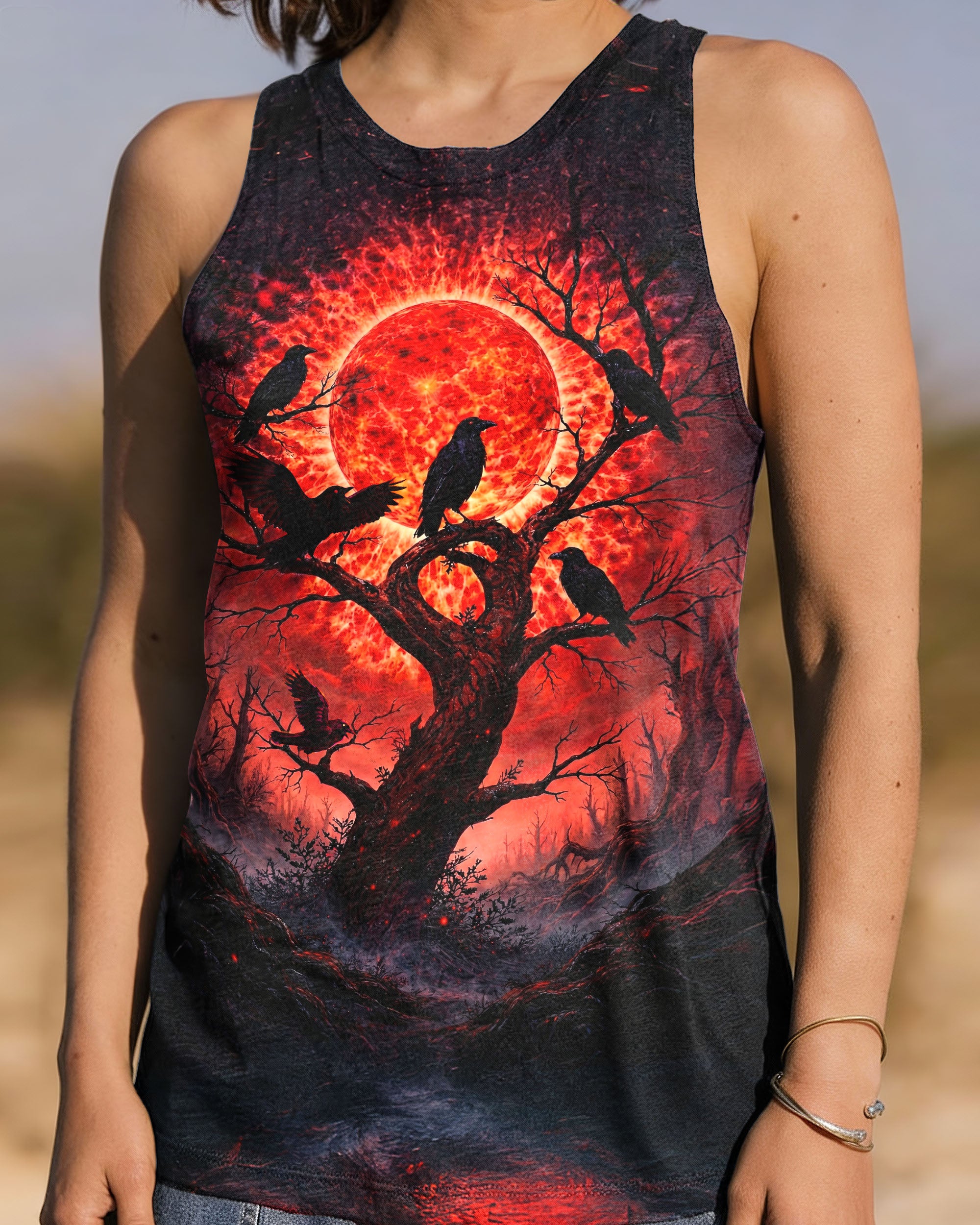 RAVEN UNDER BLOOD  MOON RED & ORANGE SWIRL ALL OVER PRINT  - TLNT2701262