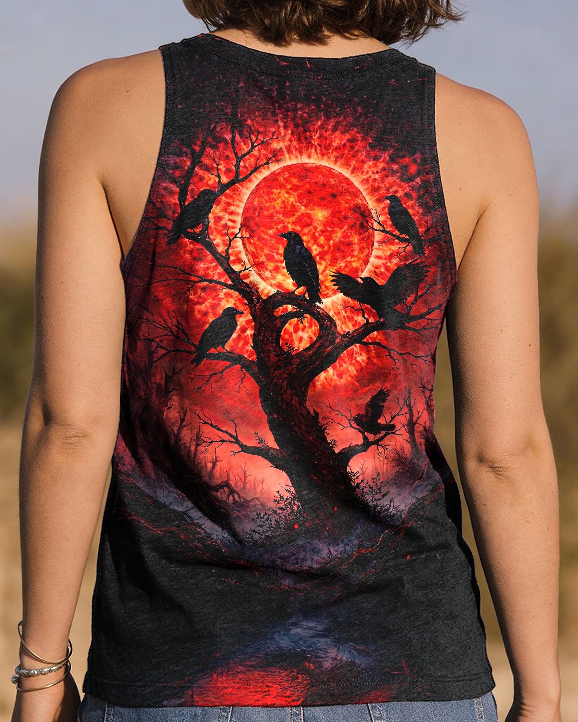 RAVEN UNDER BLOOD  MOON RED & ORANGE SWIRL ALL OVER PRINT  - TLNT2701262