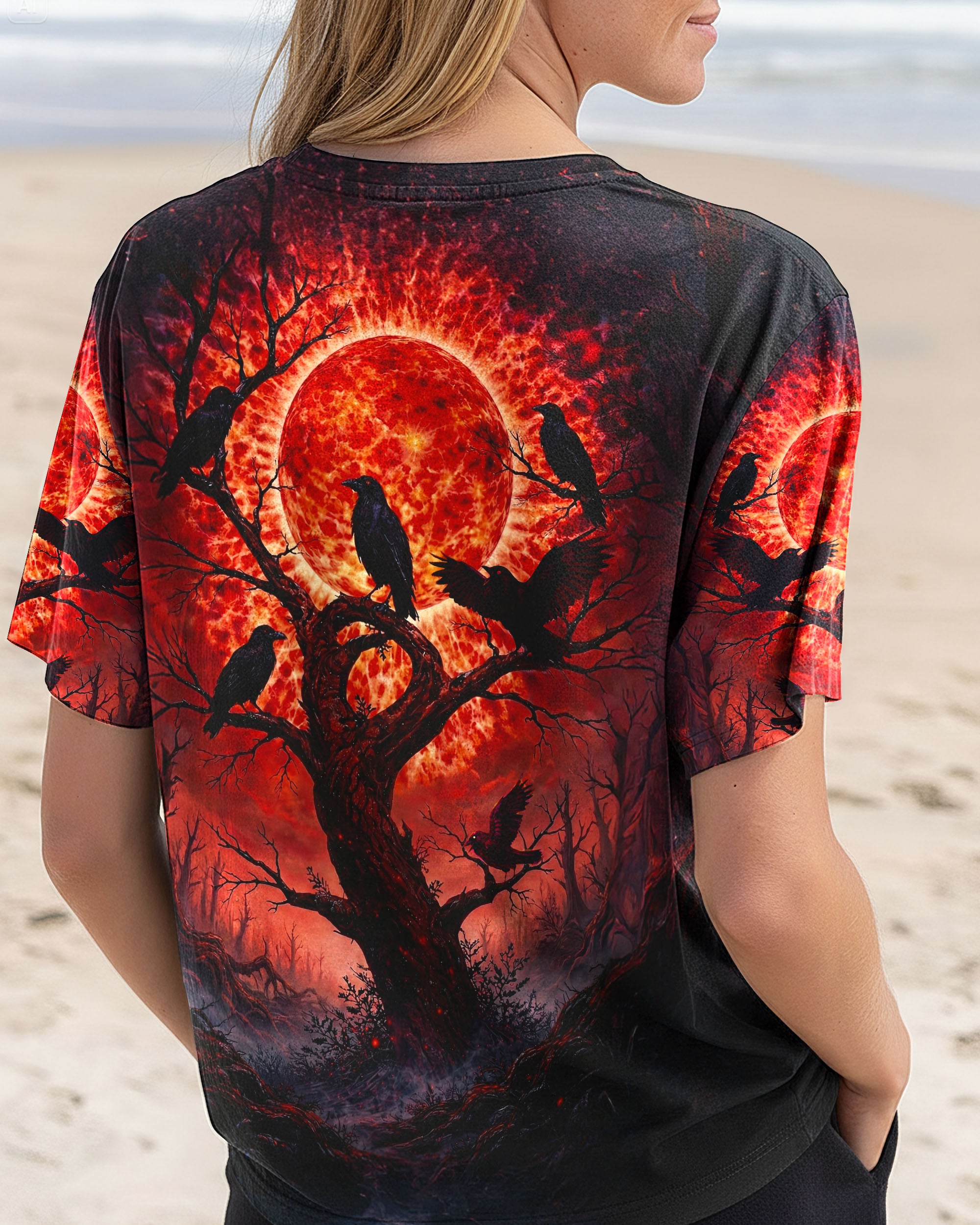 RAVEN UNDER BLOOD  MOON RED & ORANGE SWIRL ALL OVER PRINT  - TLNT2701262
