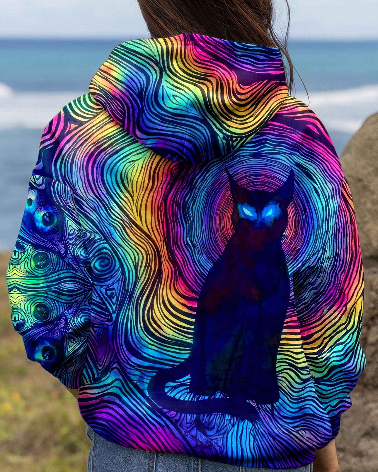 PSYCHEDELIC BLACK CAT ALL OVER PRINT - TLNT2803261
