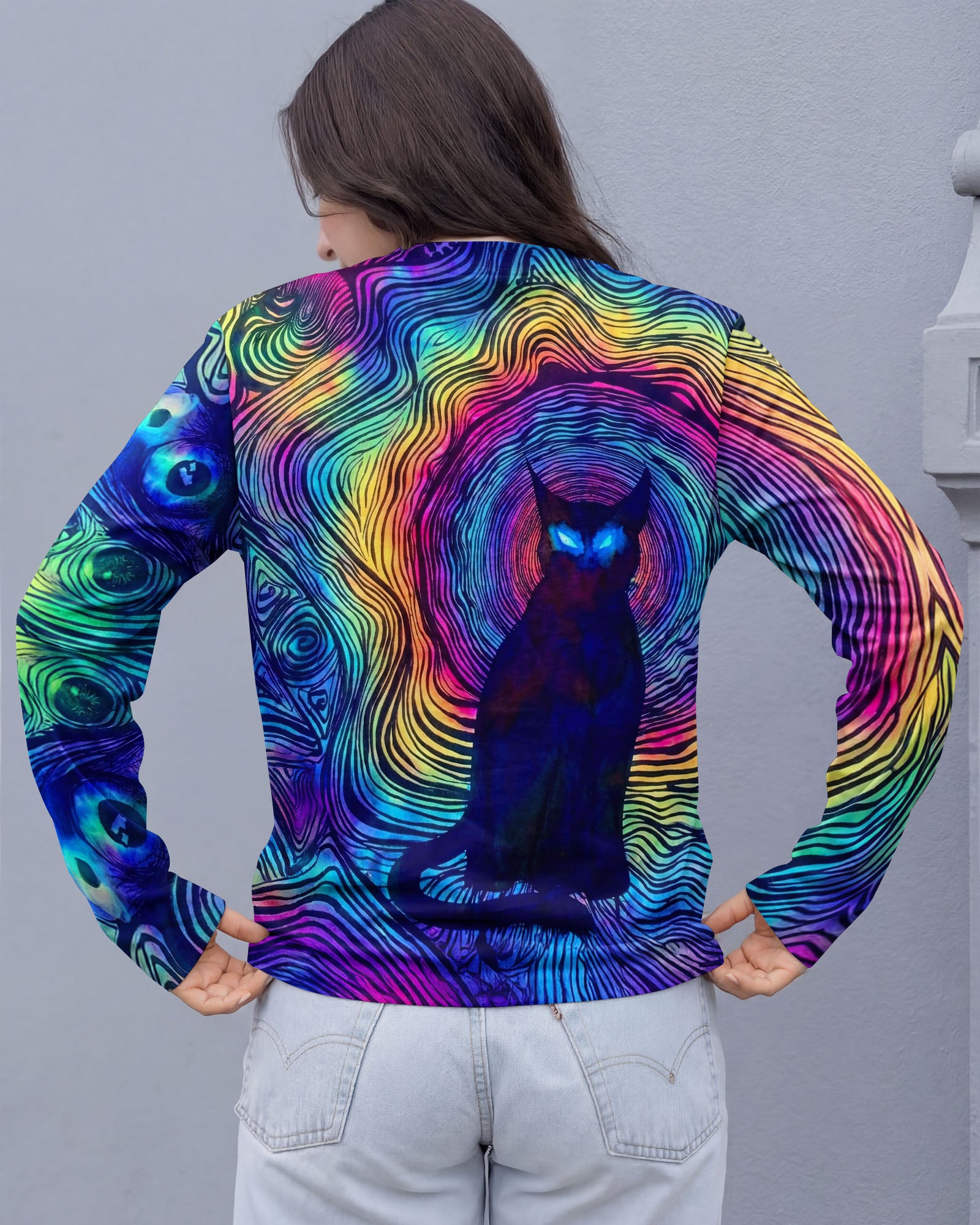 PSYCHEDELIC BLACK CAT ALL OVER PRINT - TLNT2803261