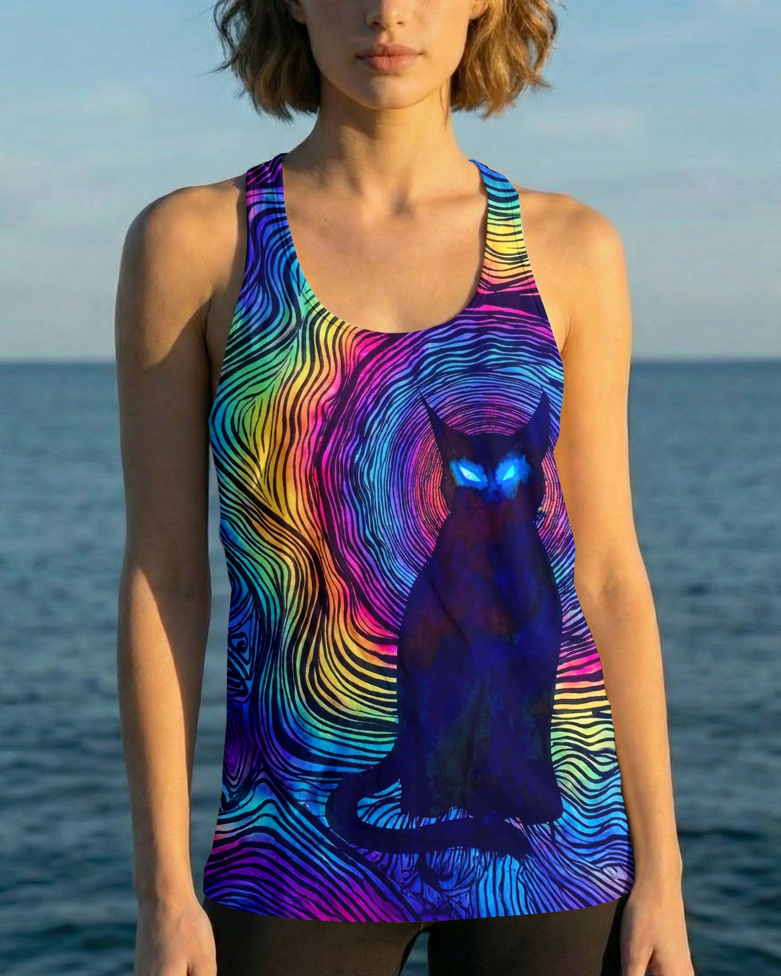 PSYCHEDELIC BLACK CAT ALL OVER PRINT - TLNT2803261