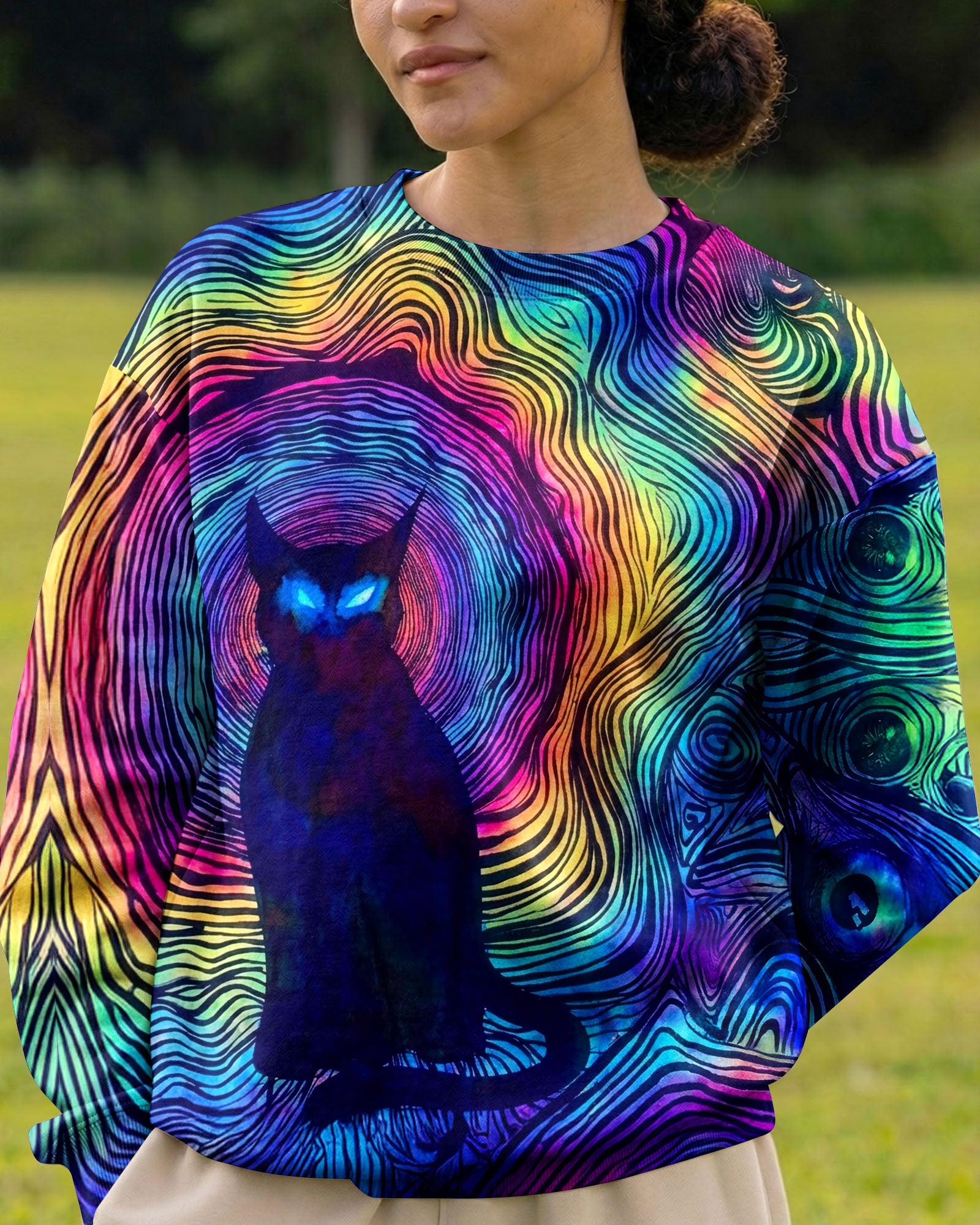PSYCHEDELIC BLACK CAT ALL OVER PRINT - TLNT2803261