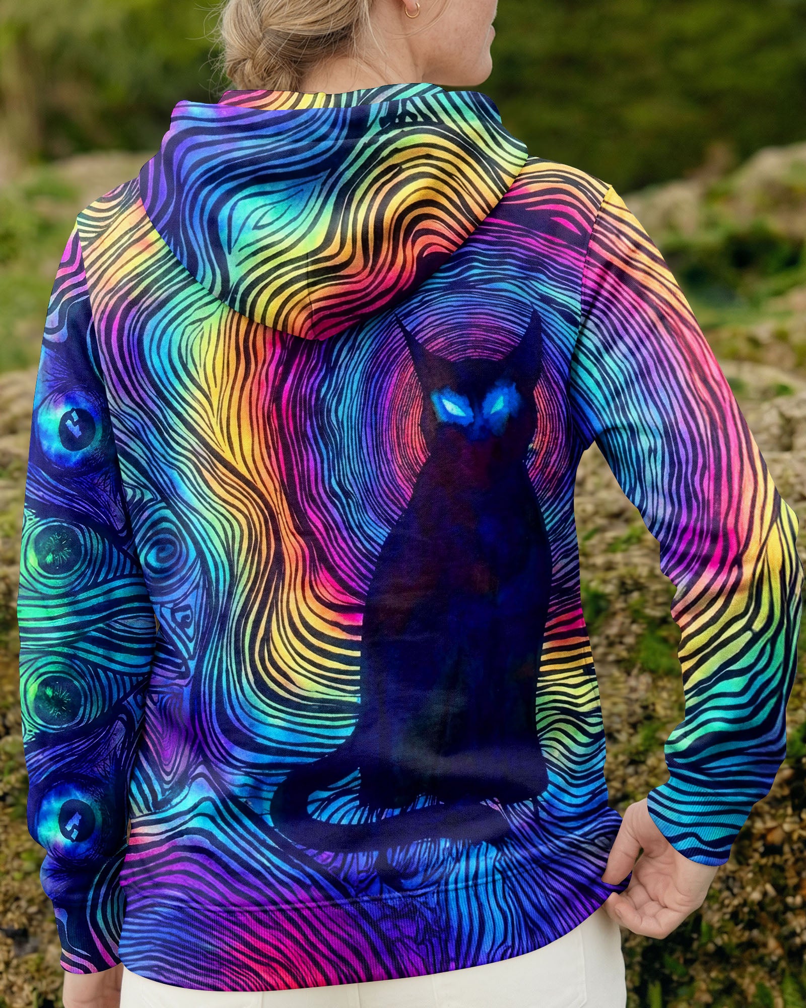 PSYCHEDELIC BLACK CAT ALL OVER PRINT - TLNT2803261