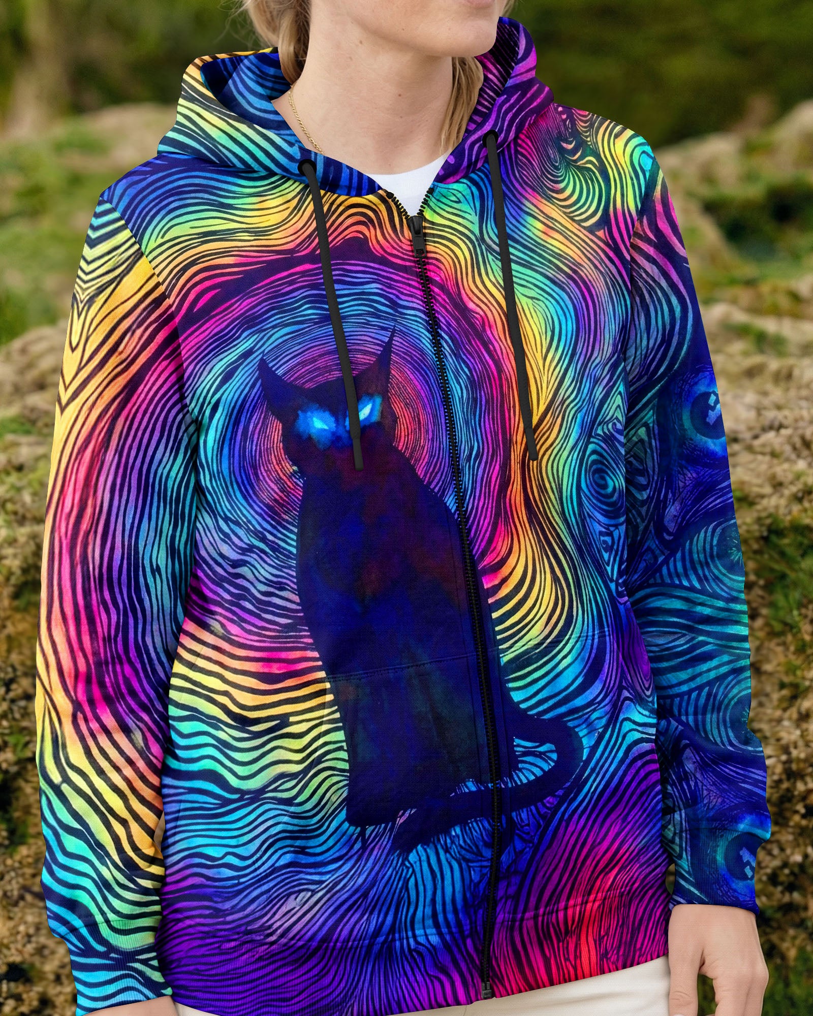 PSYCHEDELIC BLACK CAT ALL OVER PRINT - TLNT2803261